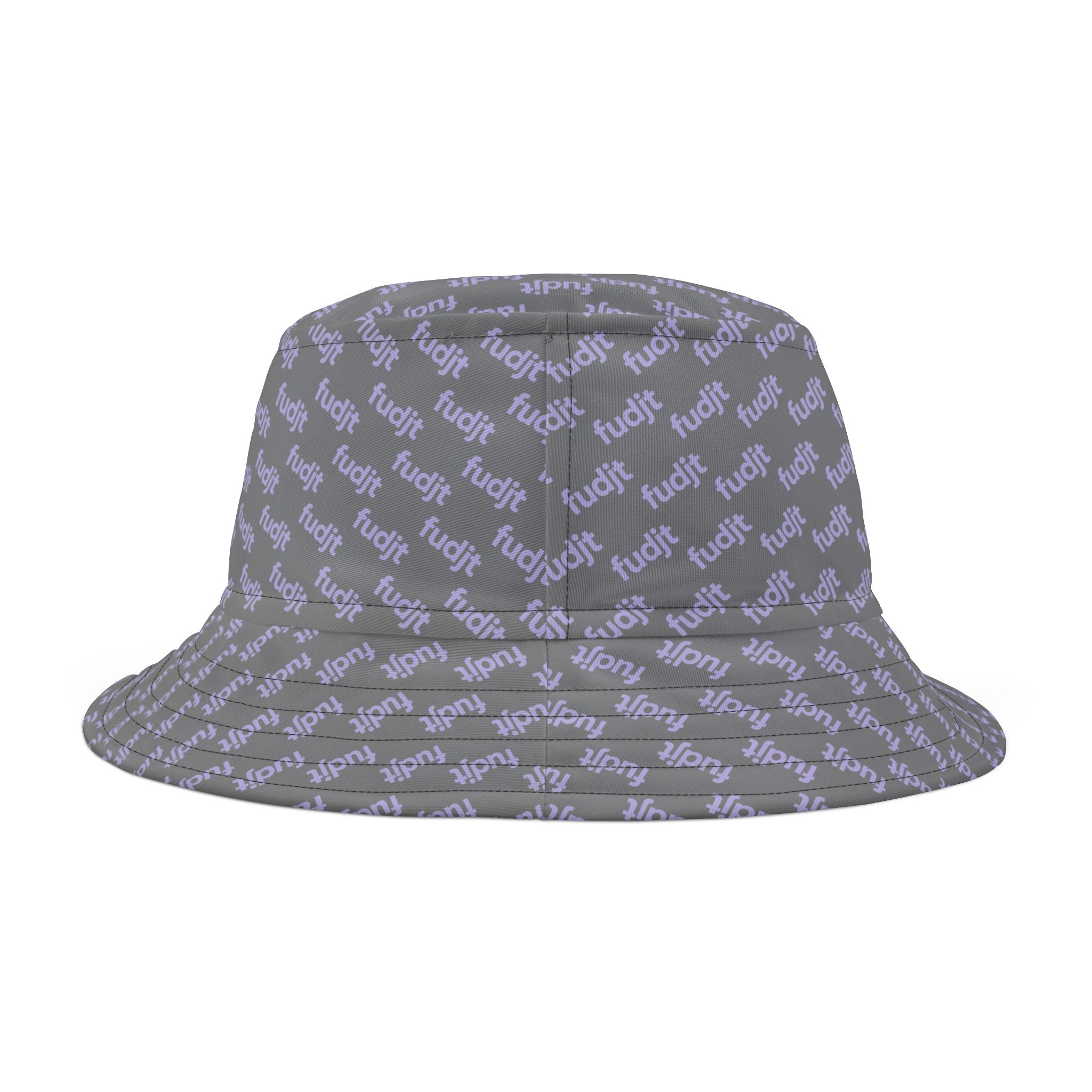 Trendy Lavender fudjt All Over on Gray Bucket Hat