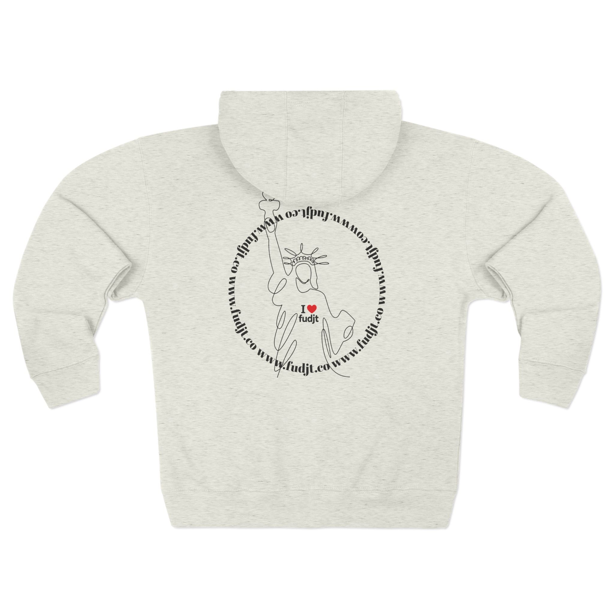 Zip Hoodie with I Heart fudjt + Lady Liberty | Front & Back Graphic | 4 Colors