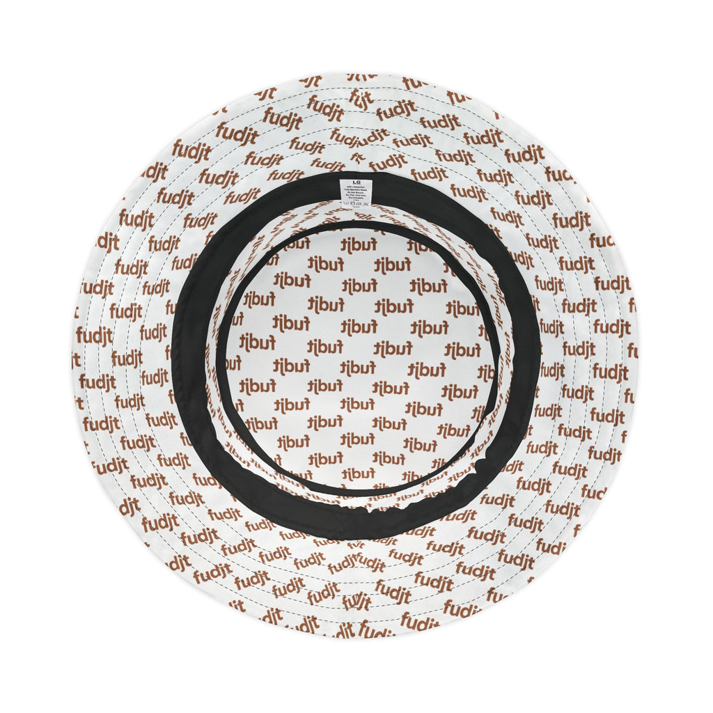 Trendy Brown fudjt All Over on White Bucket Hat