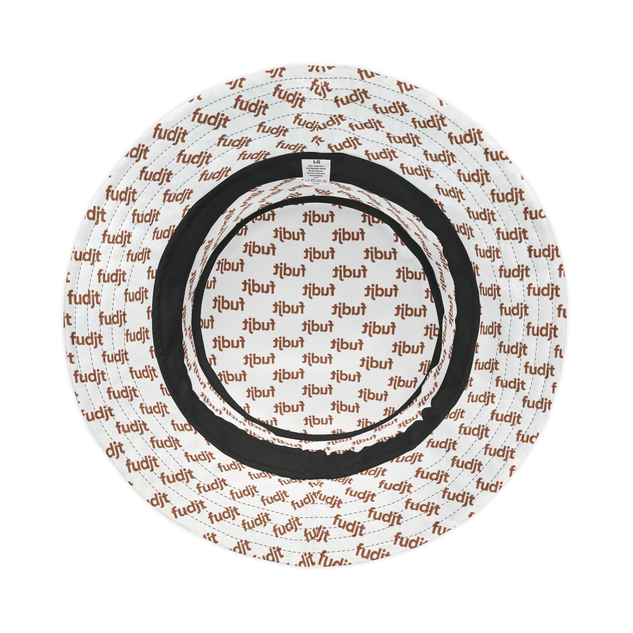 Trendy Brown fudjt All Over on White Bucket Hat
