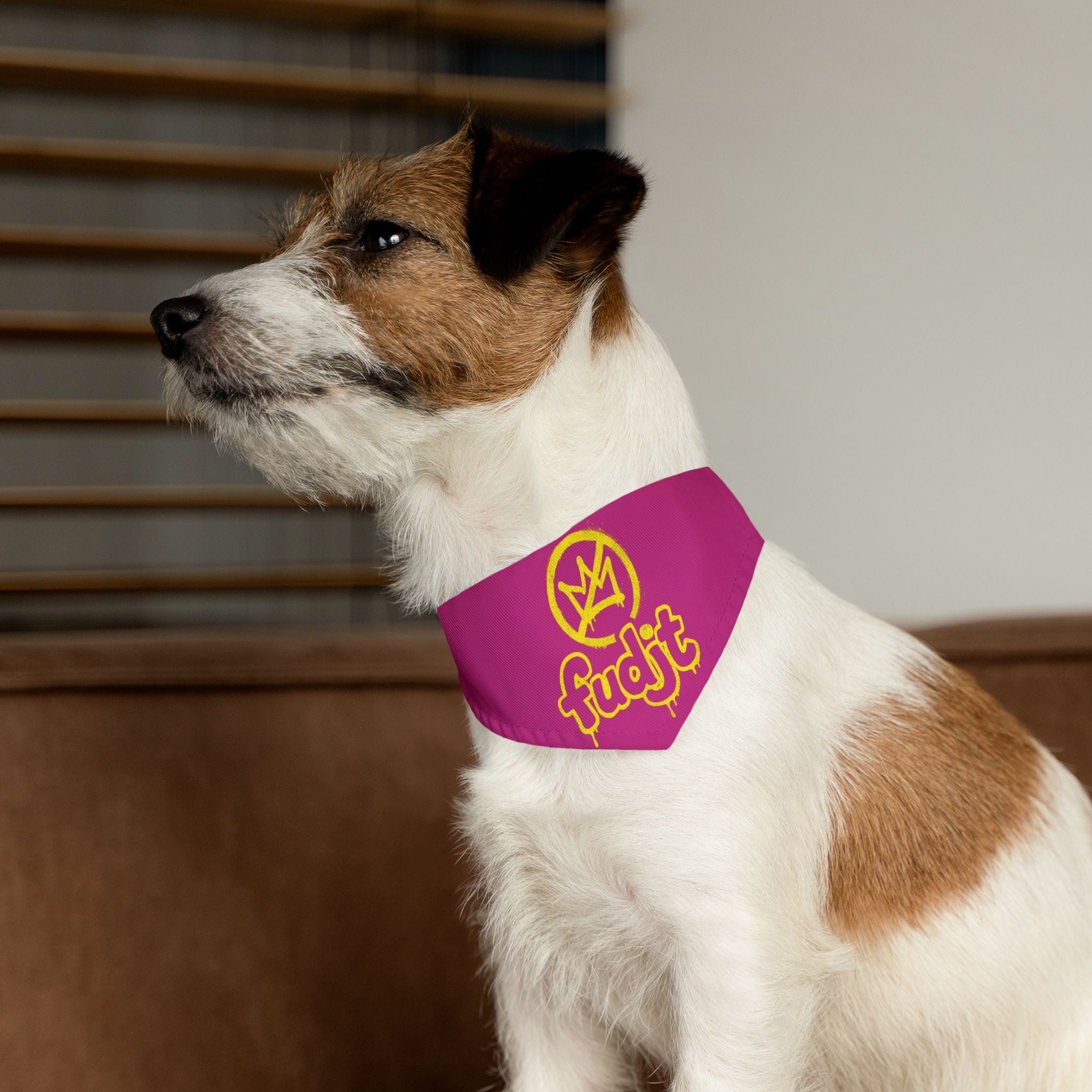 Pink Golden fudjt No Kings Bandana Collar for Dogs, Cats & More | 4 Sizes