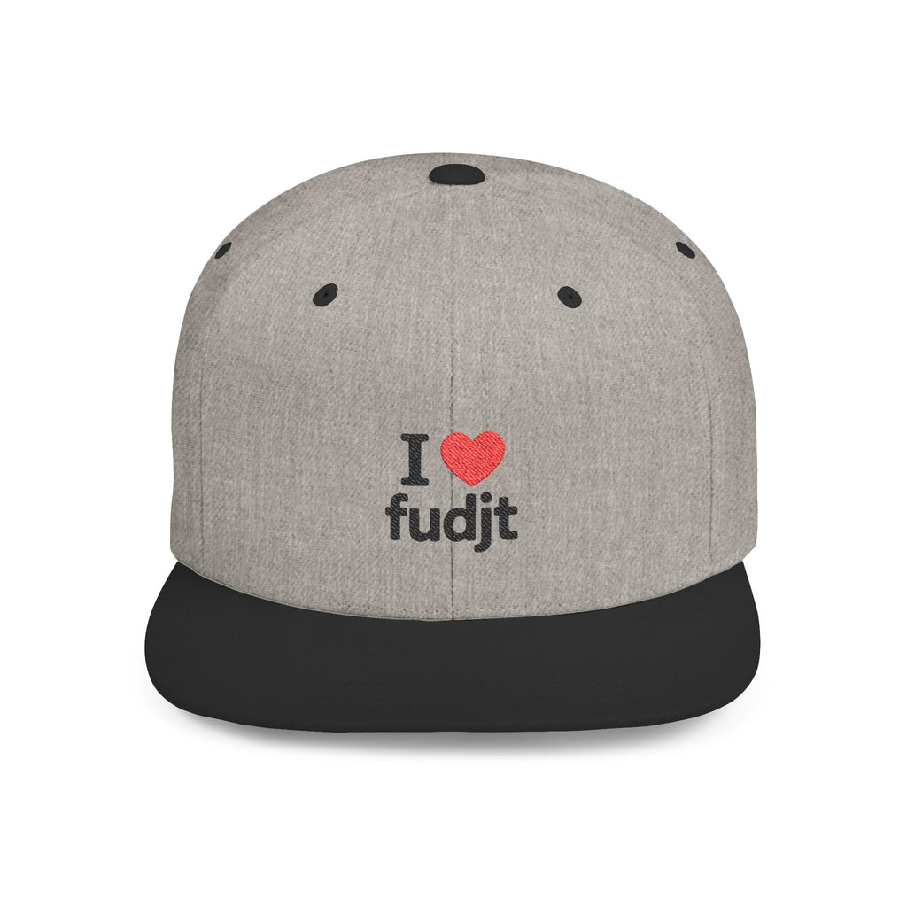 I Heart fudjt Flat Bill Snapback Hat | 7 Colors