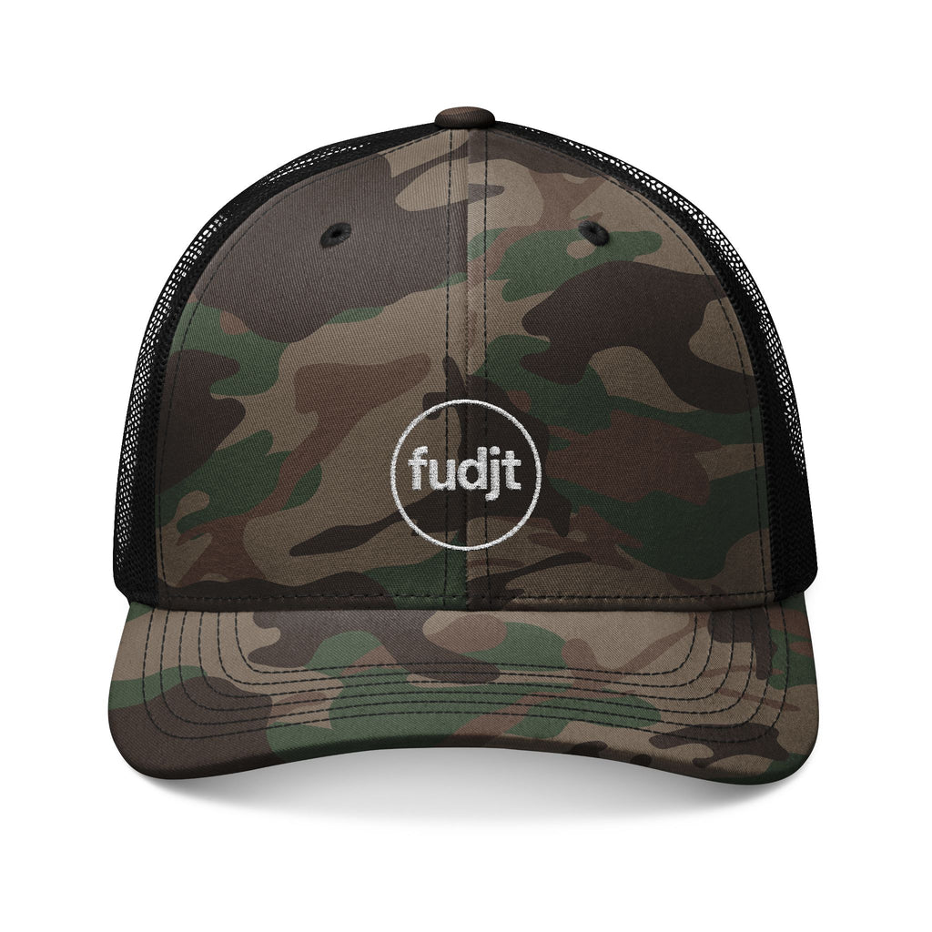 Camouflage Trucker Hat | fudjt Circle White Embroidery | 3 Colors