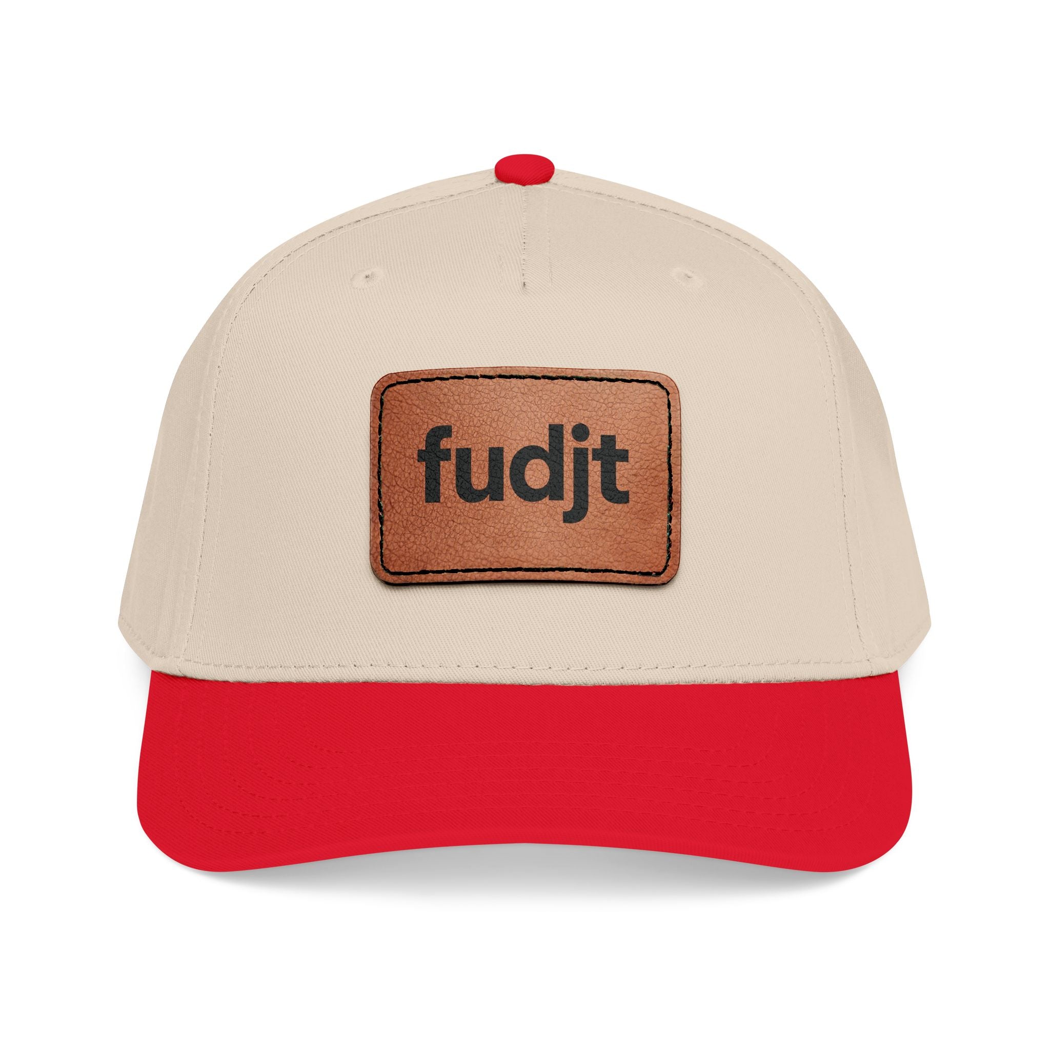 fudjt Leather Patch Baseball Cap — Mid Profile Trucker Hat | 30 Two-Tone Colors