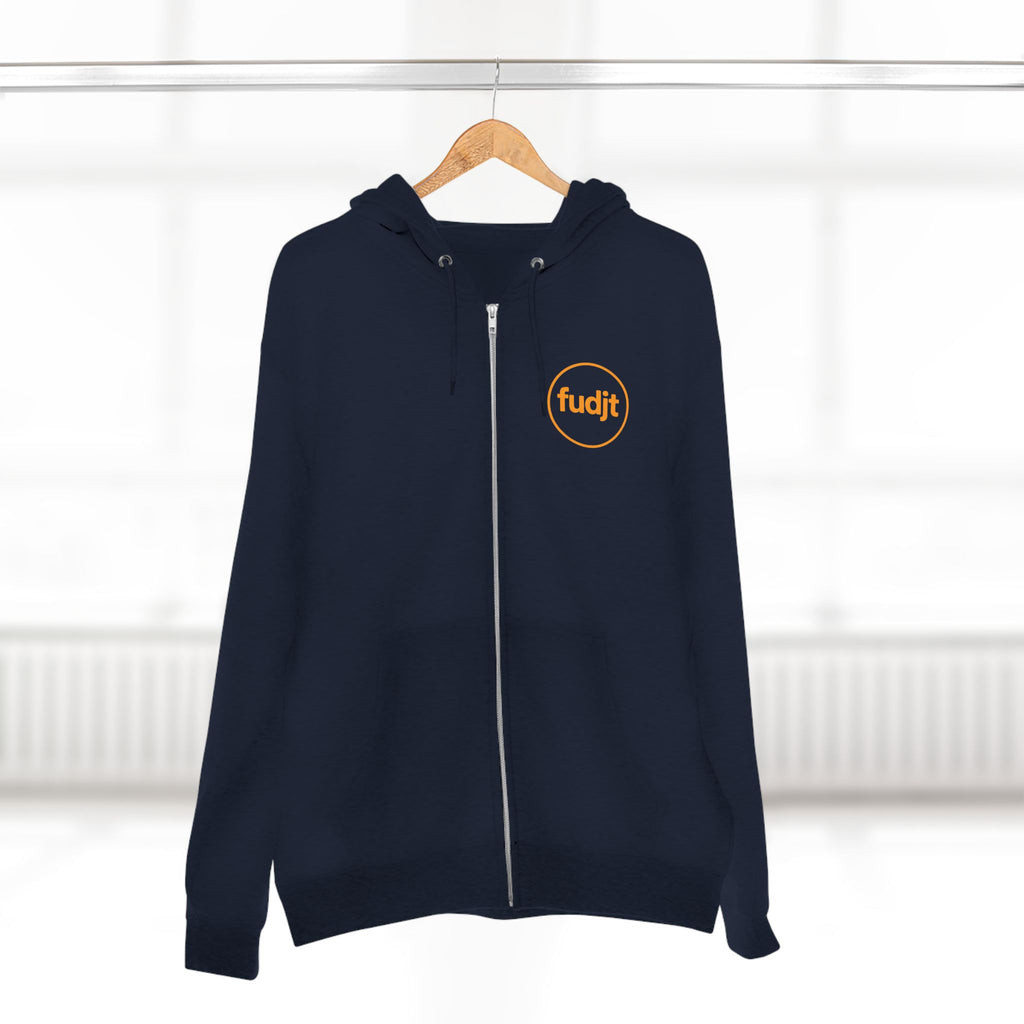 Orange fudjt Circle Zip Hoodie | Front & Back Graphic | 9 Colors