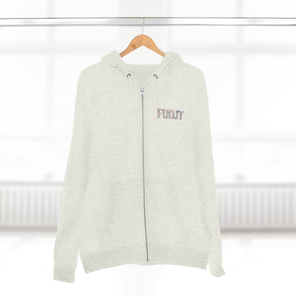FUDJT Glitch Zip Hoodie | Front Left & Stack Back | 7 Colors