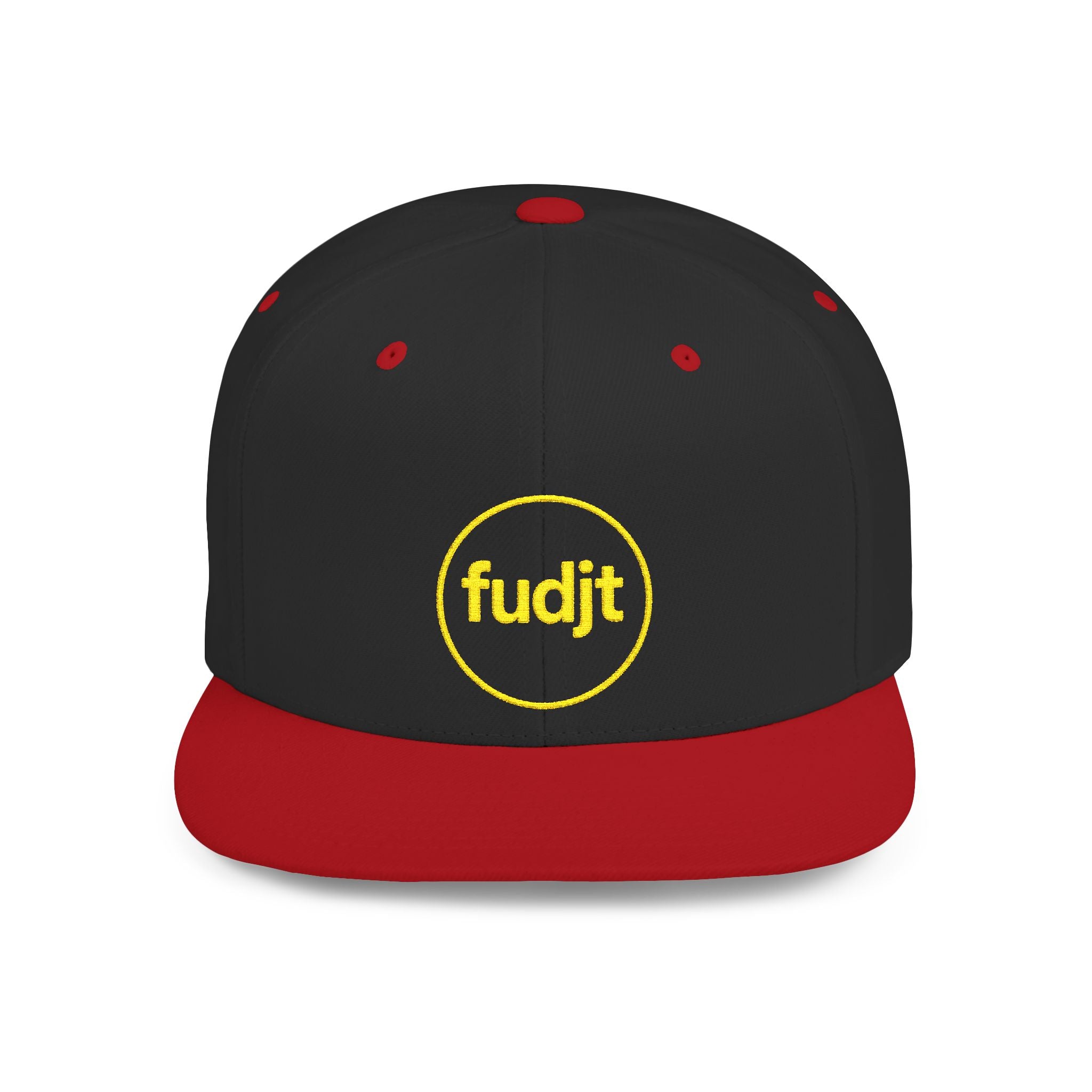 fudjt Circle Flat Bill Snapback Hat | Golden Yellow Embroidery |  14 Colors