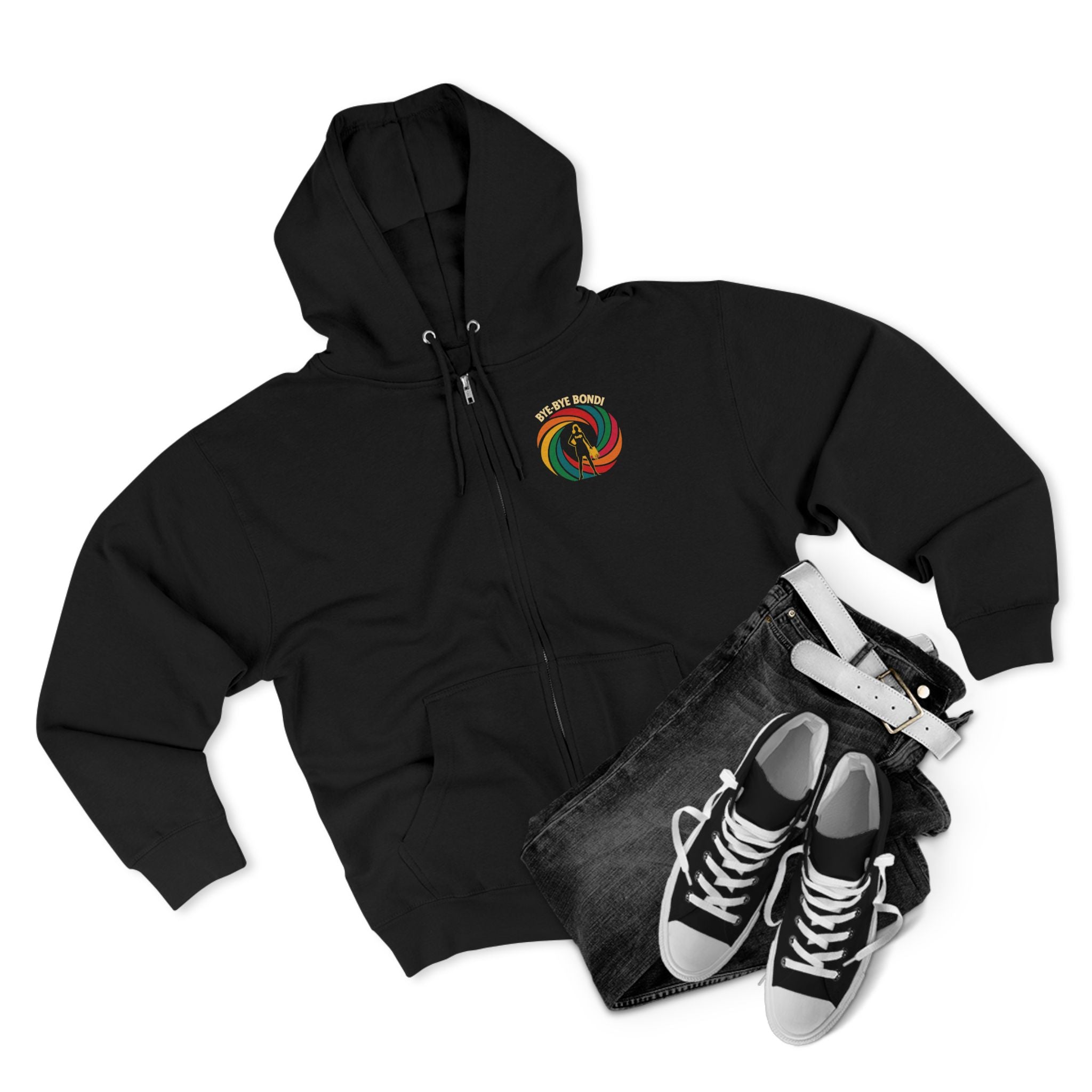 Bye-Bye Bondi Spiral Baddie fudjt Zip Hoodie | Front & Back Graphic | 5 Colors