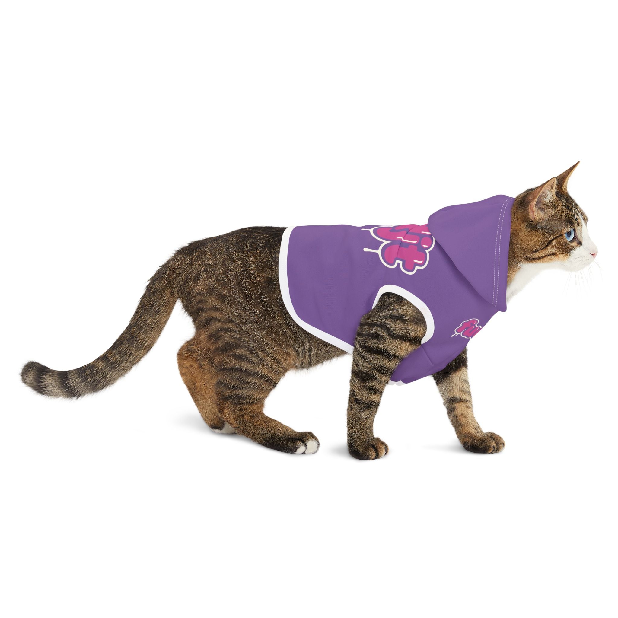 Light Purple fudjt Pet Hoodie with Pink Drip Design