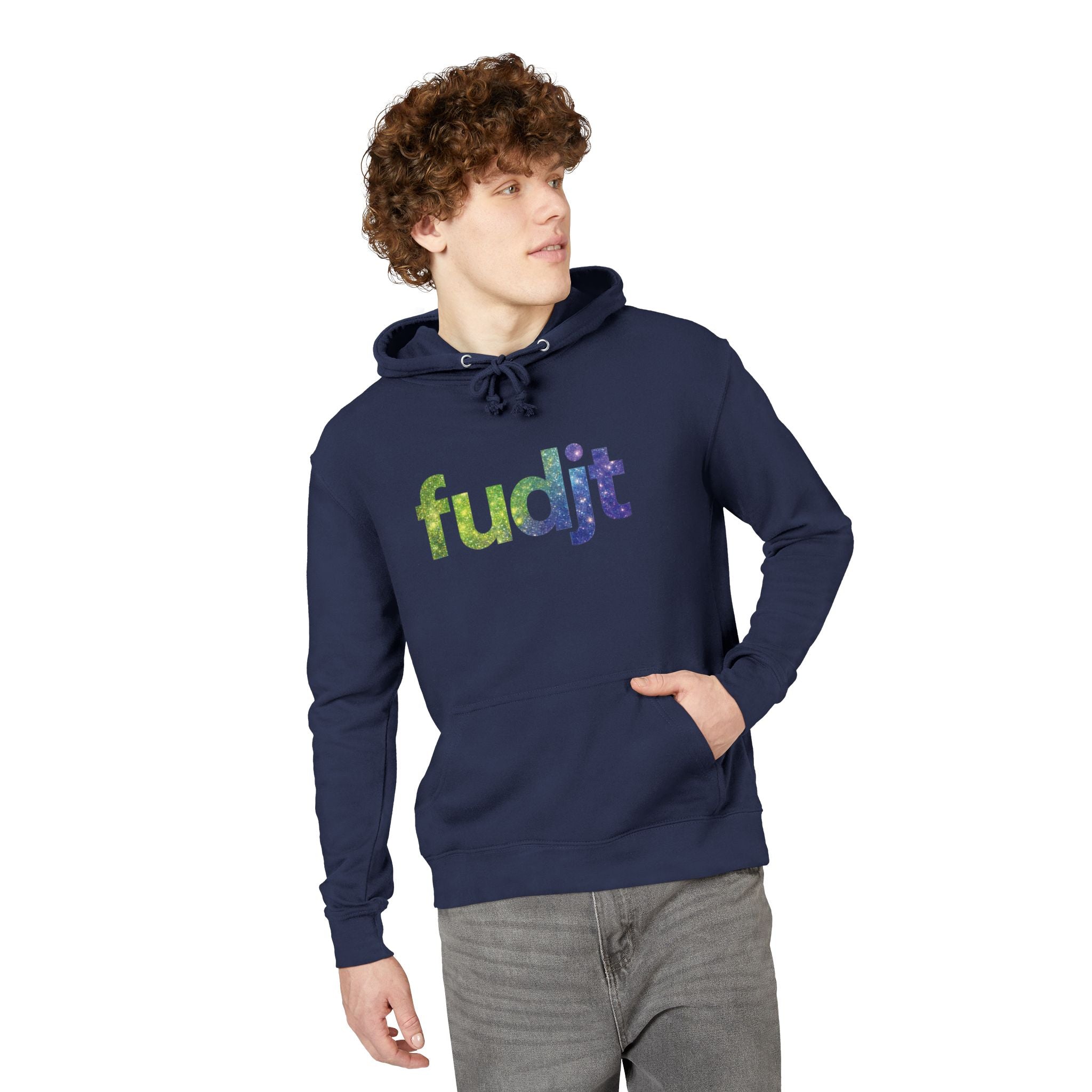 fudjt Galaxy French Terry Hoodie | Colorful Space Text | 6 Colors