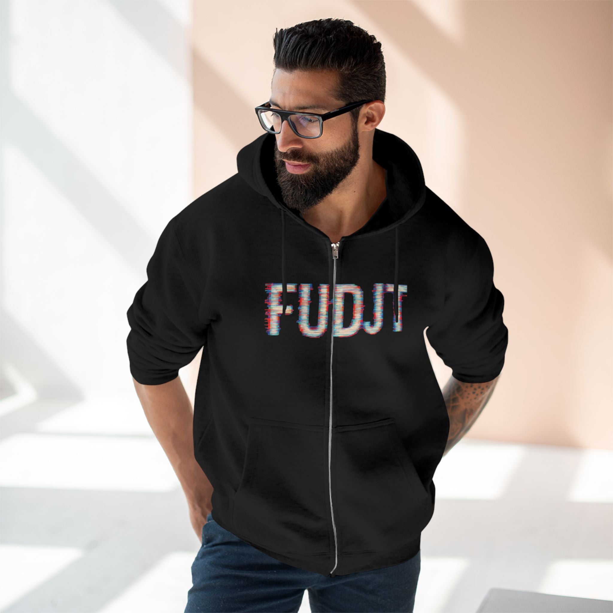 FUDJT Glitch Zip Hoodie | Bold Front & Backside | 7 Colors