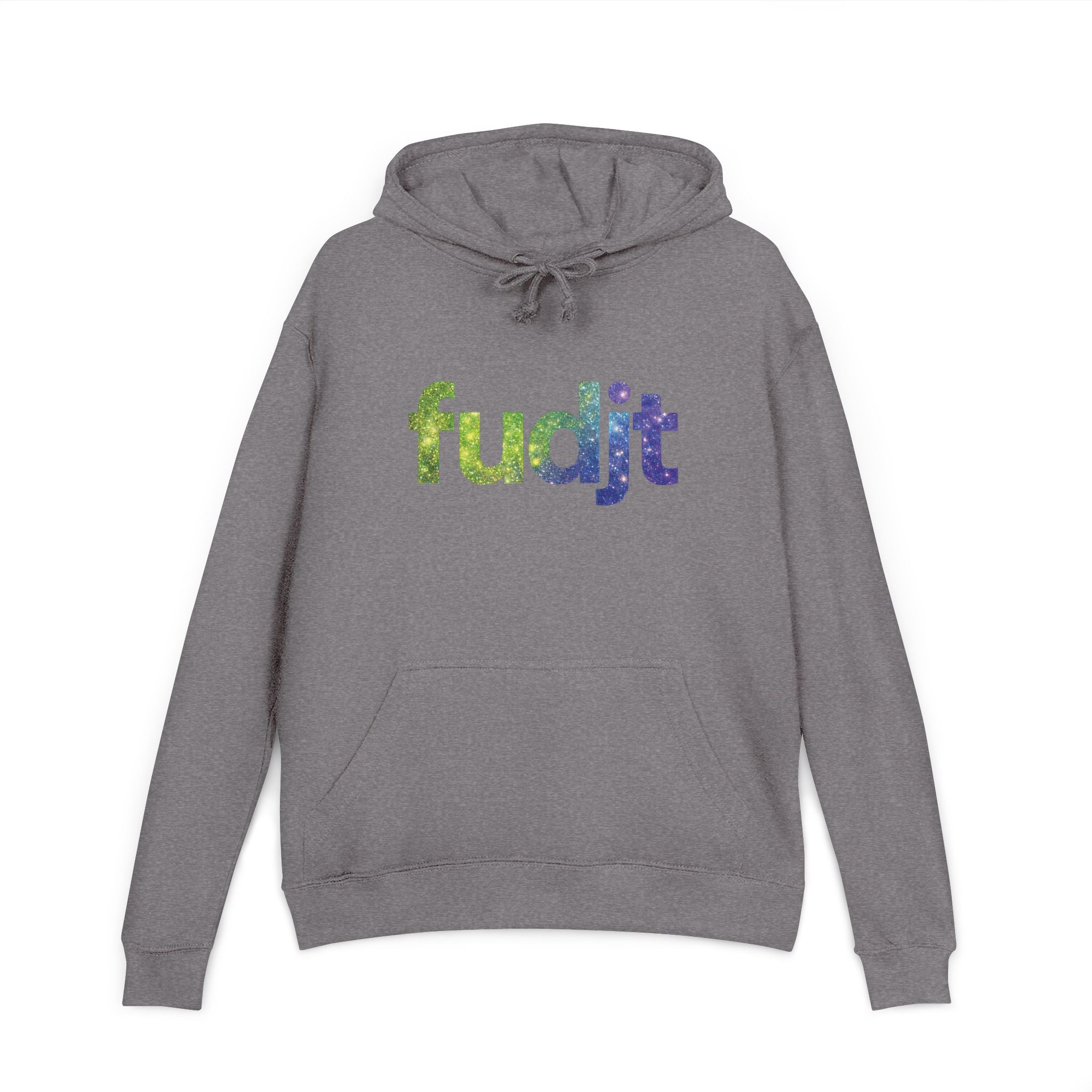 fudjt Galaxy French Terry Hoodie | Colorful Space Text | 6 Colors