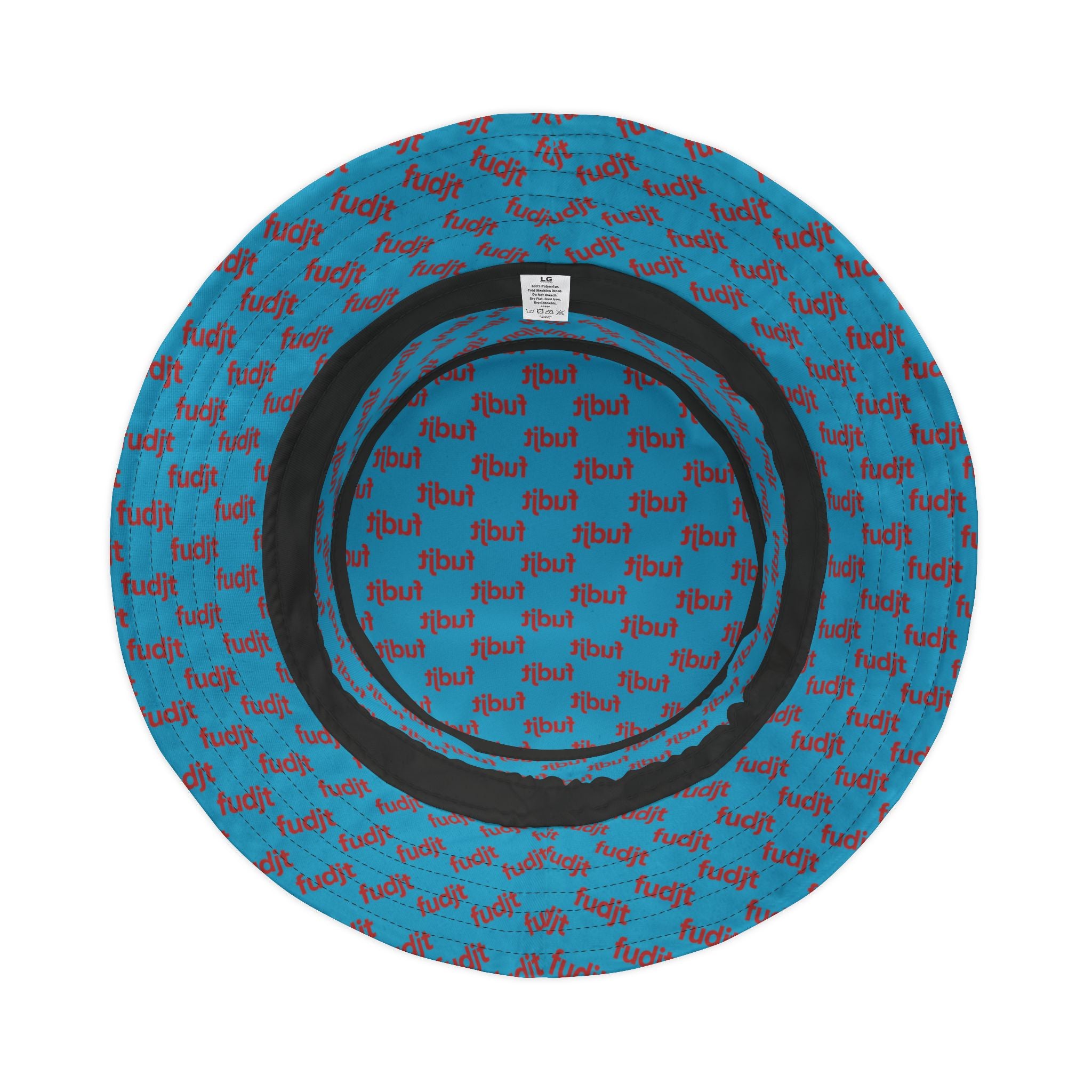 Trendy Red fudjt All Over on Turquoise Bucket Hat