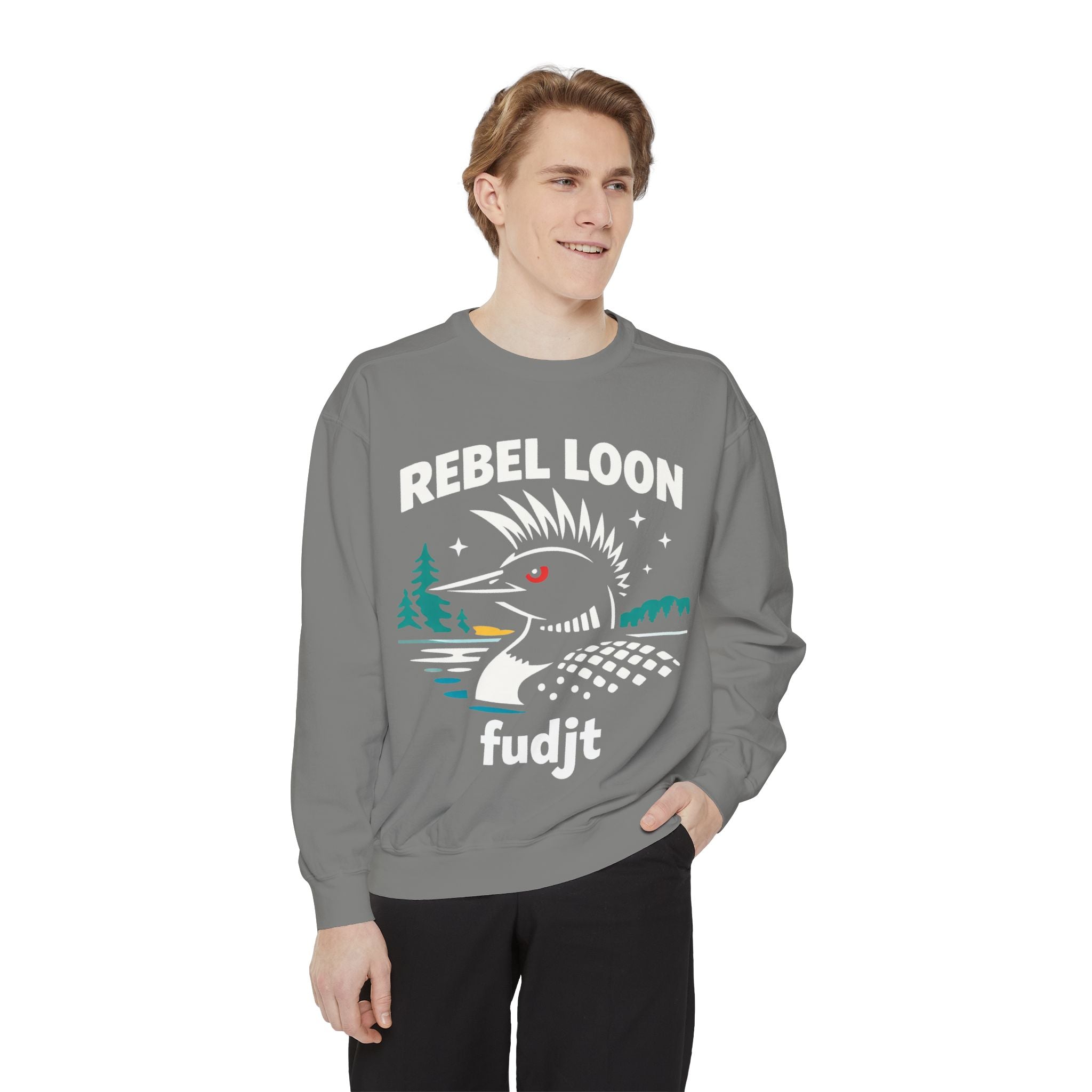 Rebel Loon fudjt Retro Wildlife Crewneck, Bold Pink Drip Backside | 14 Colors