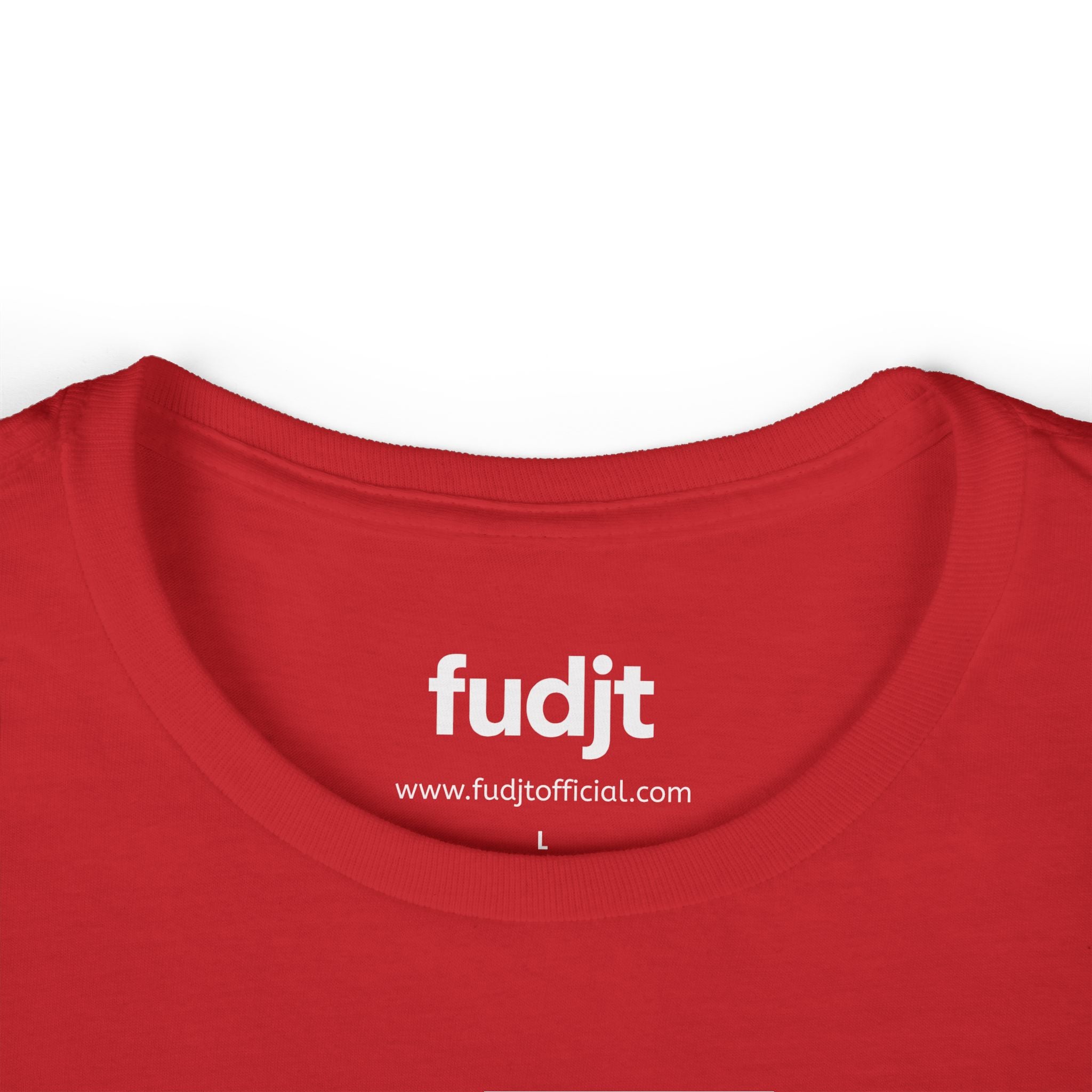 Women's White fudjt logo Comfy Stylie Tee | 12 Colors