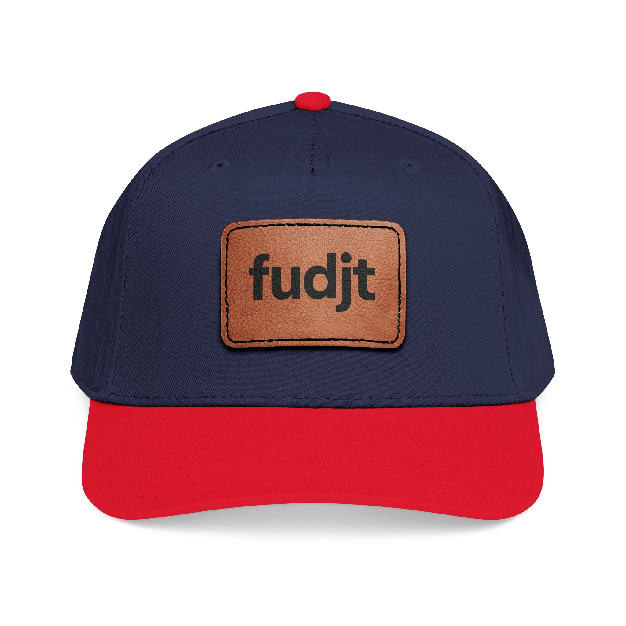 fudjt Leather Patch Baseball Cap — Mid Profile Trucker Hat | 30 Two-Tone Colors