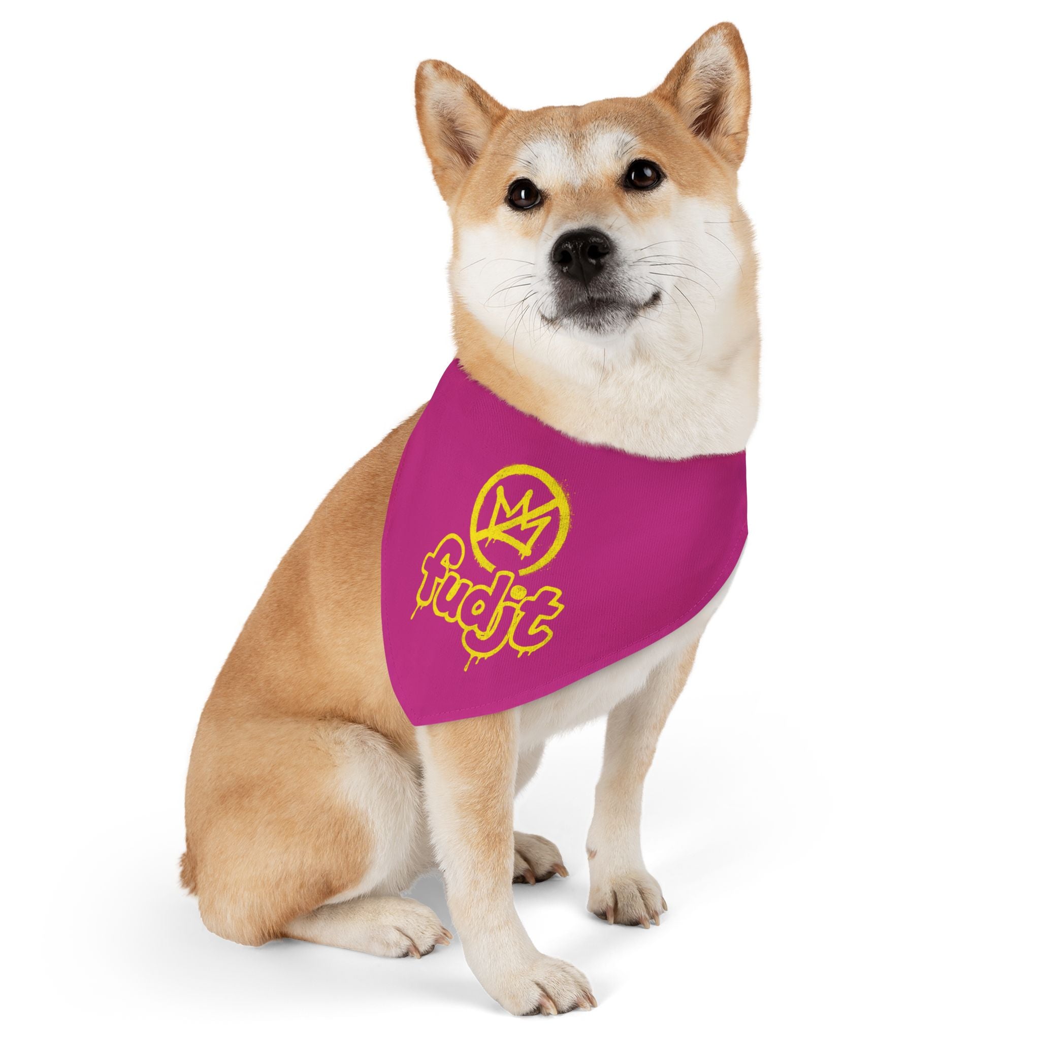 Pink Golden fudjt No Kings Bandana Collar for Dogs, Cats & More | 4 Sizes
