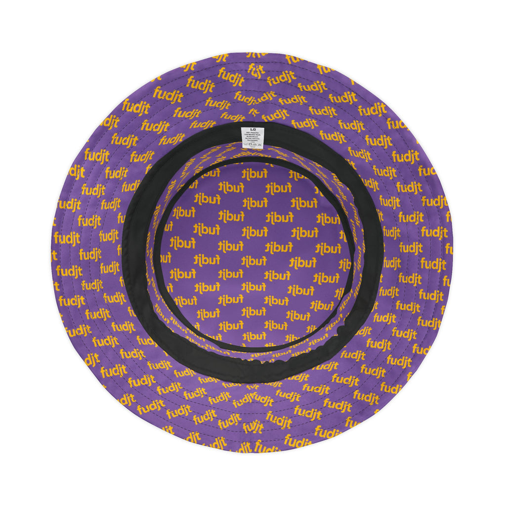 Trendy Yellow fudjt All Over on Light Purple Bucket Hat