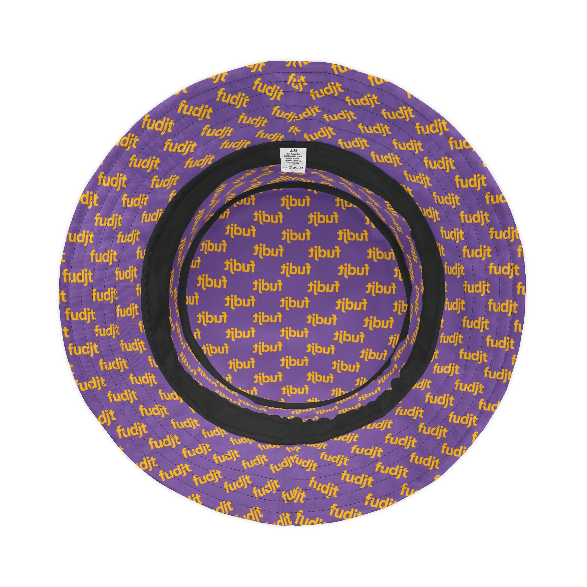 Trendy Yellow fudjt All Over on Light Purple Bucket Hat