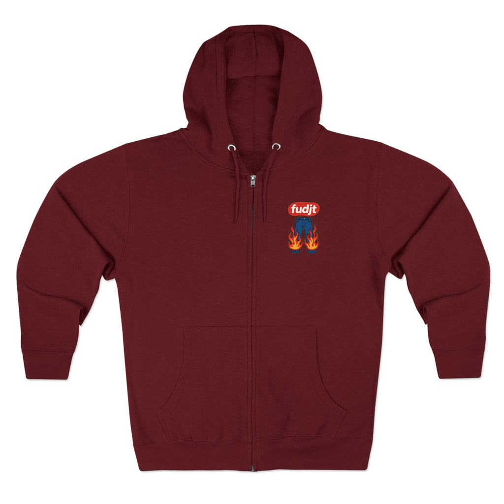 fudjt Pants On Fire Zip Hoodie | Front & Back Graphic | 9 Colors