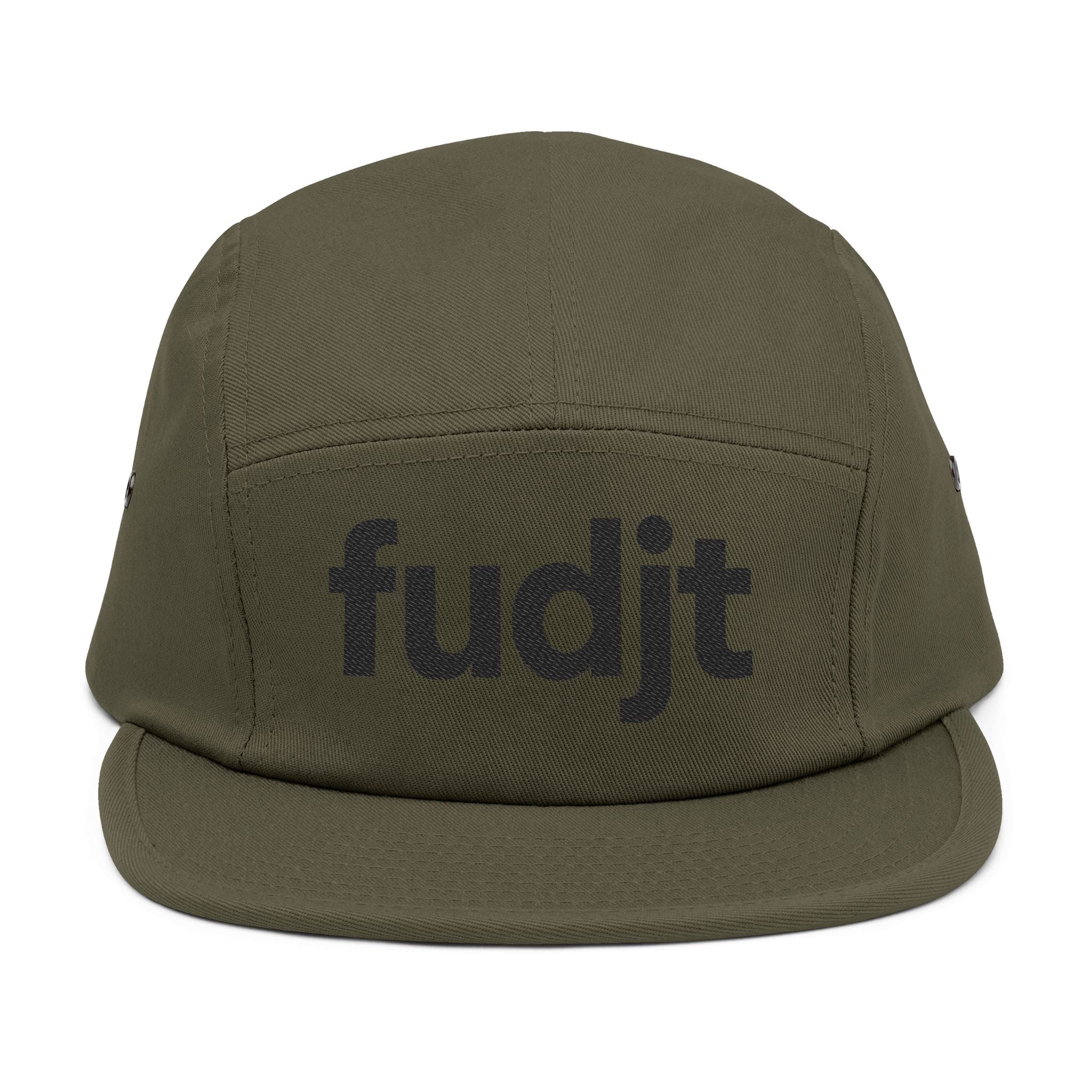 Embroidered 5 Panel Cap - Black fudjt Logo - 6 Colors