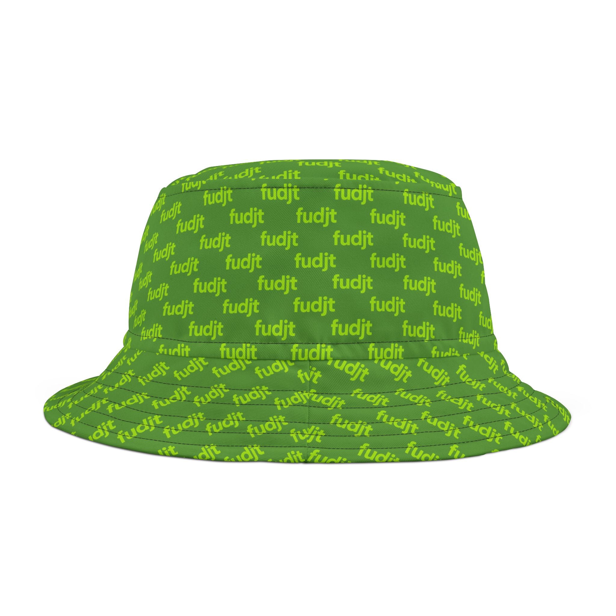 Trendy Lime Green fudjt All Over on Green Bucket Hat