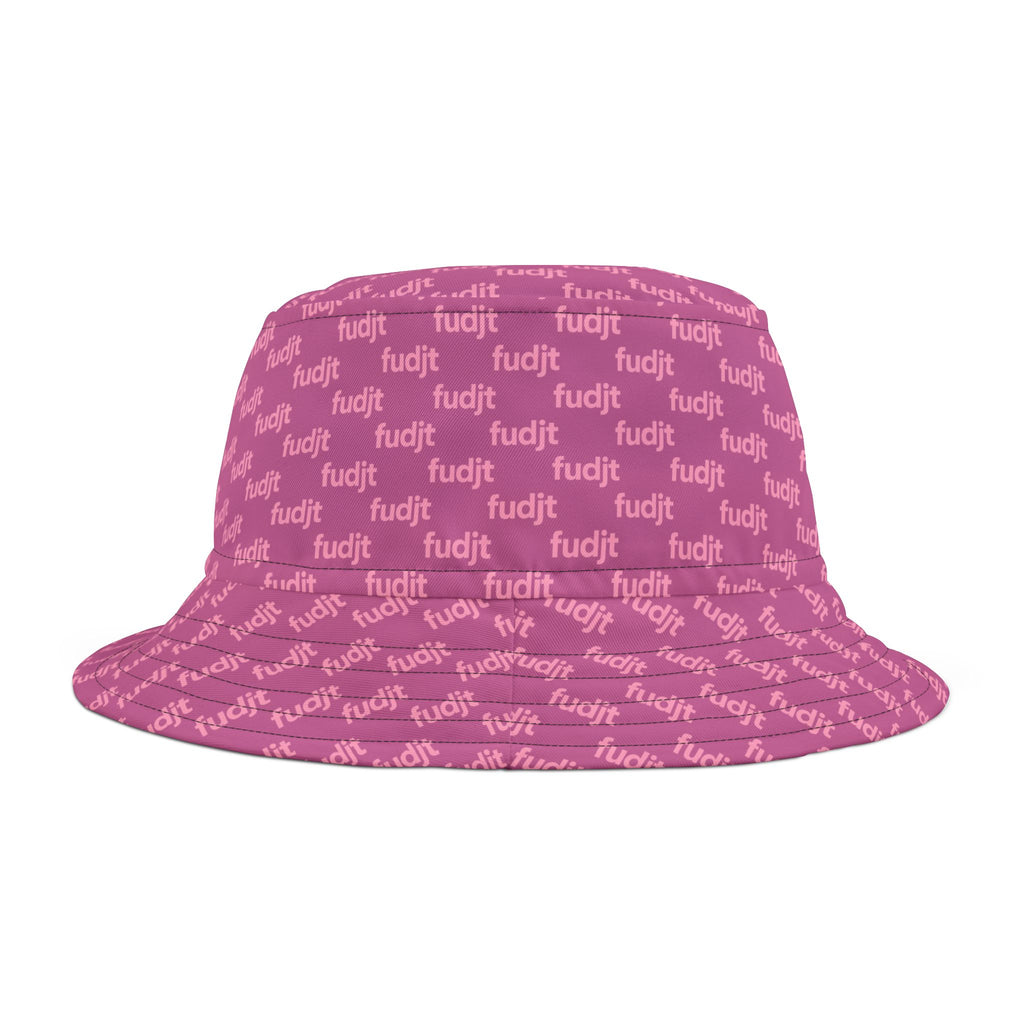 Trendy Pink fudjt All Over on Light Pink Bucket Hat