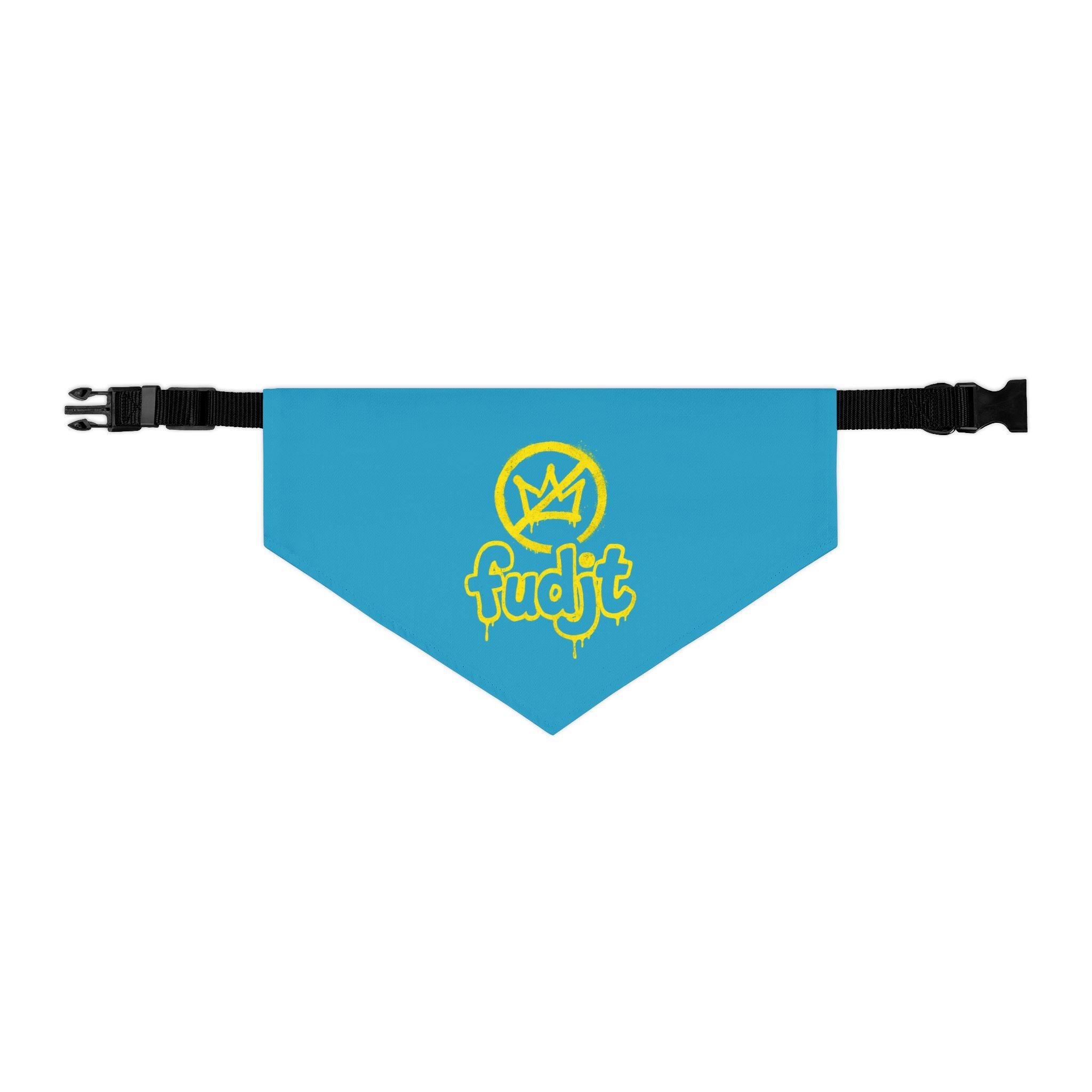 Turquoise Golden fudjt No Kings Bandana Collar for Dogs, Cats & More | 4 Sizes