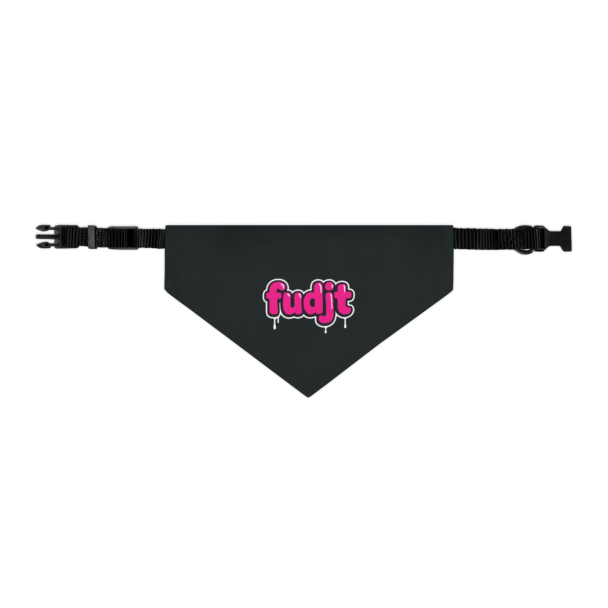 Black fudjt Pink Drip Bandana Collar for Dogs, Cats & More | 4 Sizes