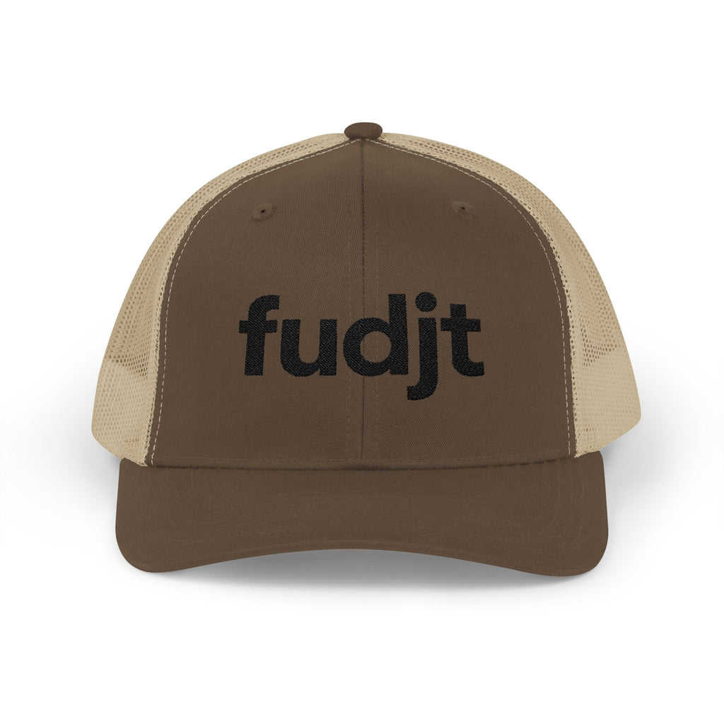 Black fudjt logo Snapback Trucker Cap | 6 Colors - view 6 - Brown / Khaki