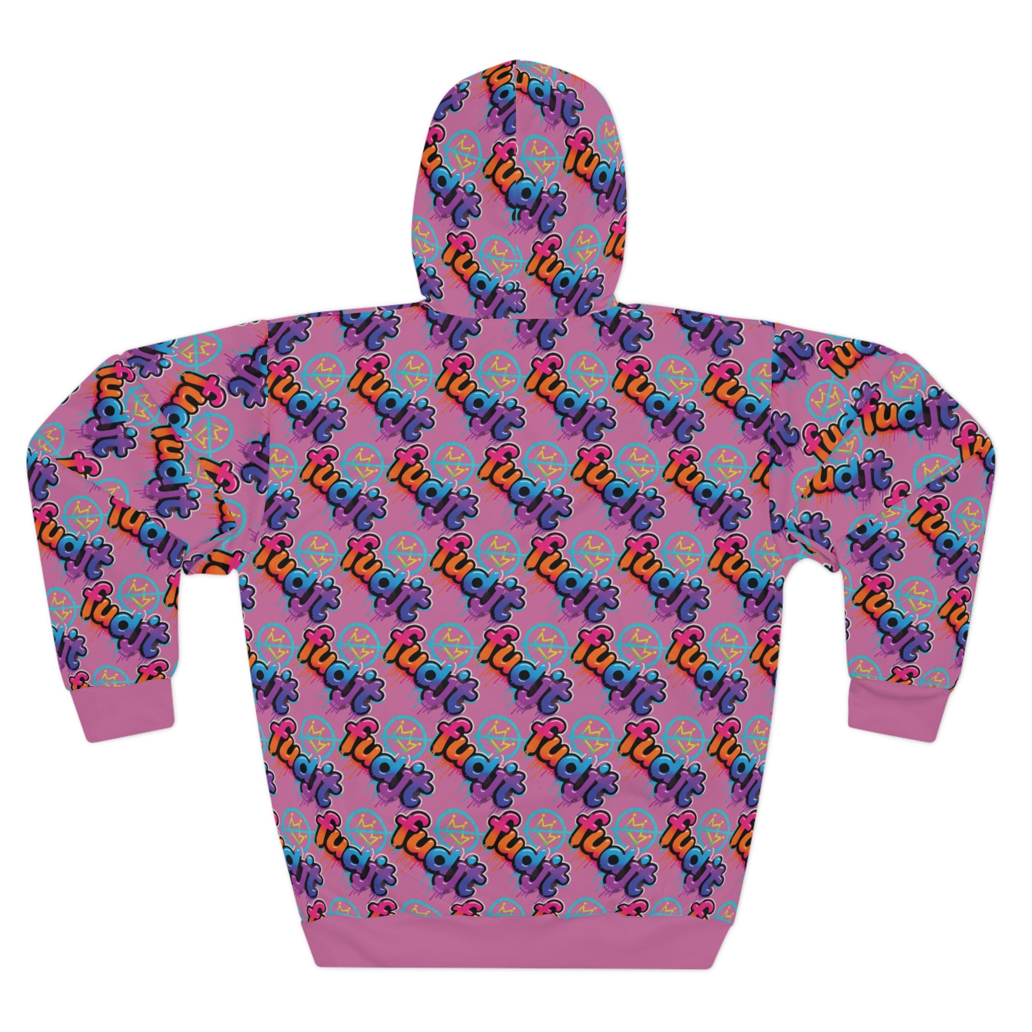fudjt No Kings Clown Town Hoodie | All Over Light Pink Stagger Lee 5-45
