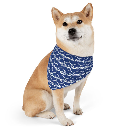 Dark Blue fudjt Unbroken Chain 1.25  Bandana Collar for Dogs, Cats & More | 4 Sizes