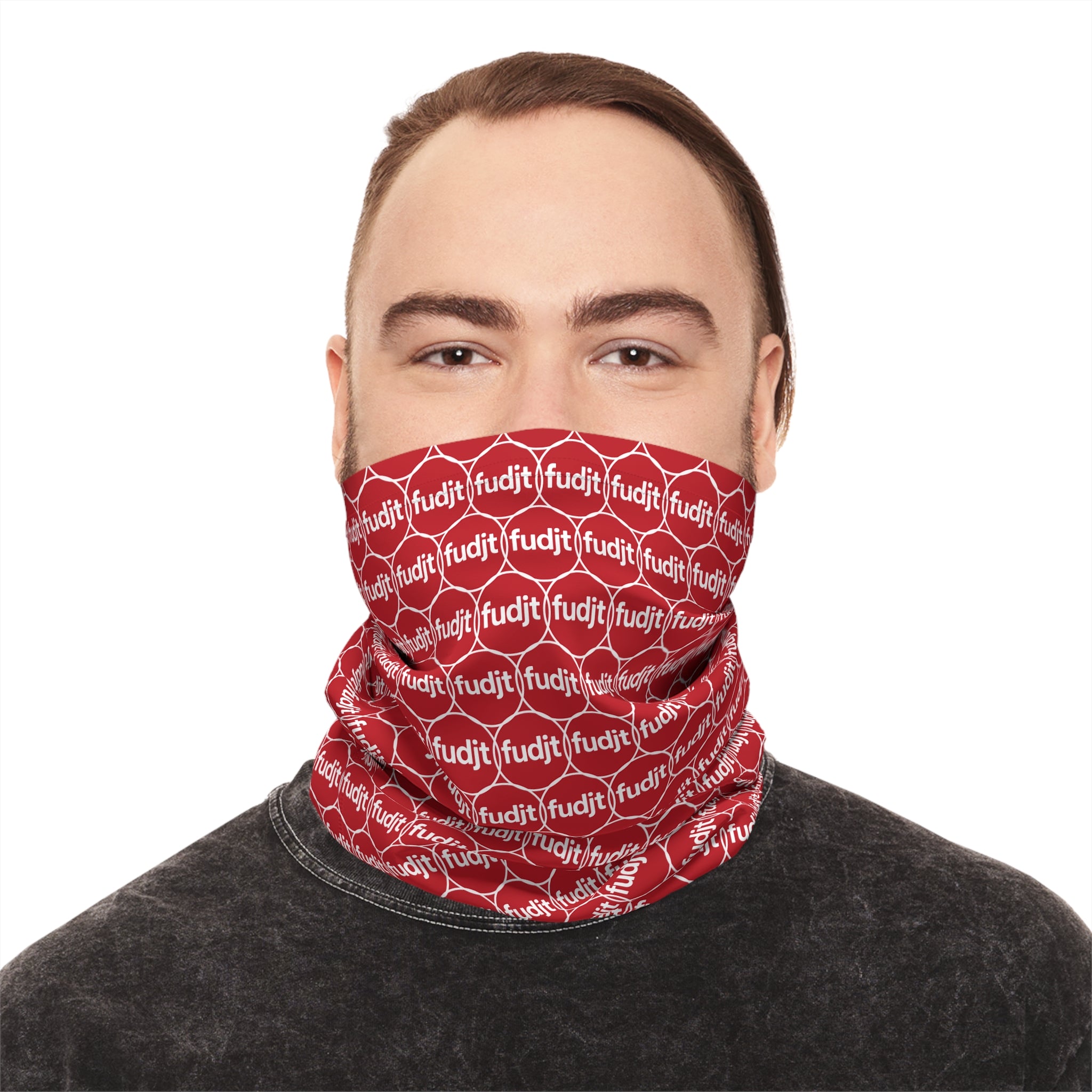 Dark Red & White fudjt Unbroken Chain 1.25 Neck Gaiter