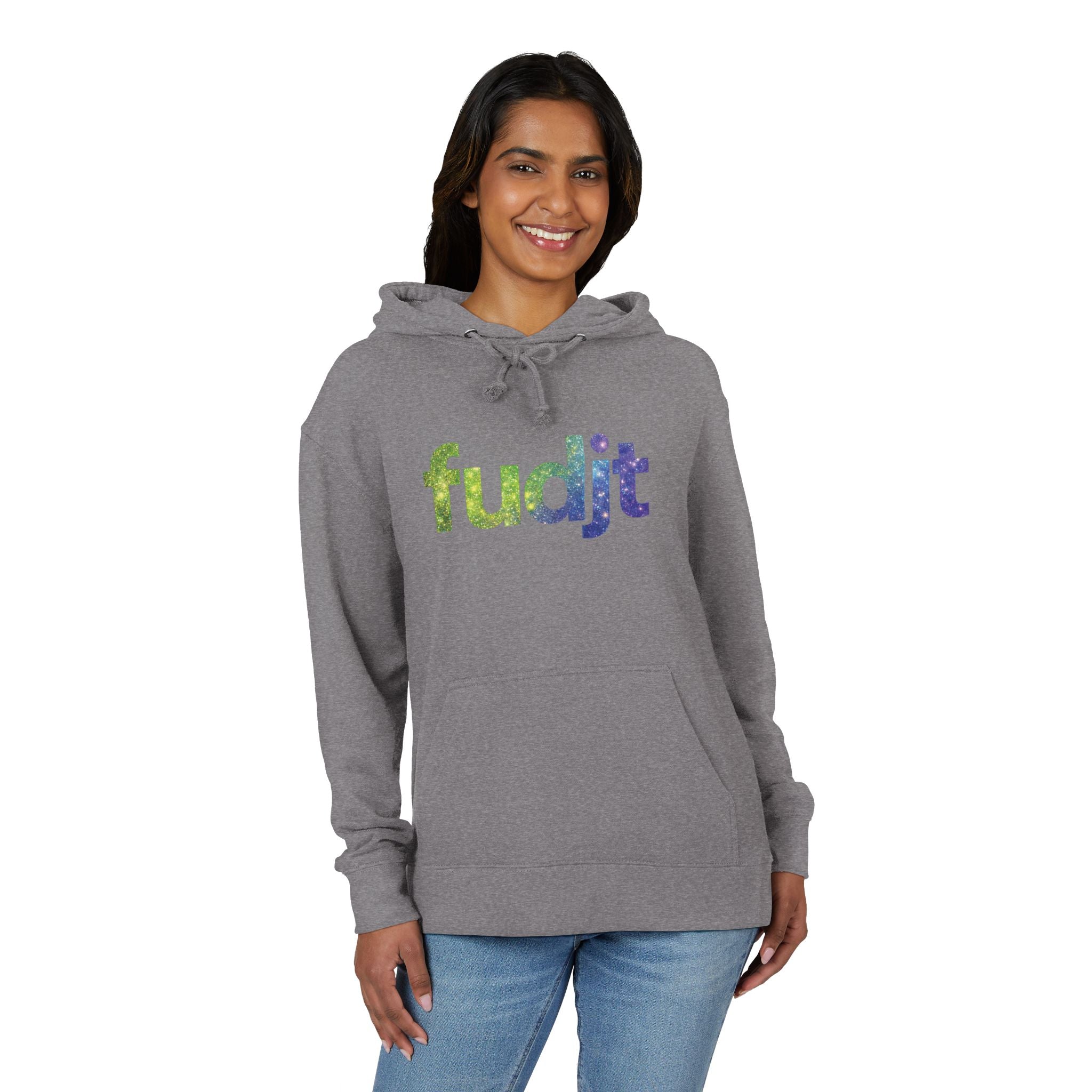 fudjt Galaxy French Terry Hoodie | Colorful Space Text | 6 Colors
