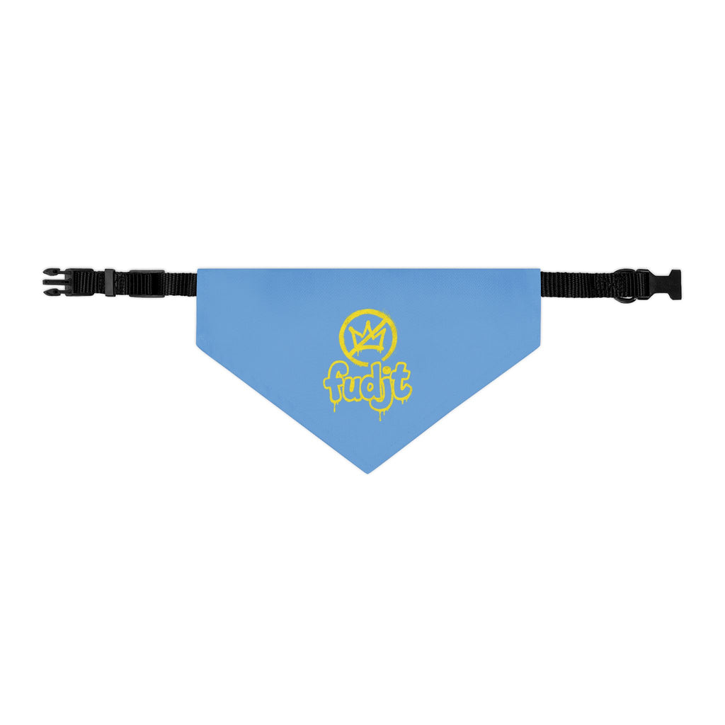 Light Blue Golden fudjt No Kings Bandana Collar for Dogs, Cats & More | 4 Sizes