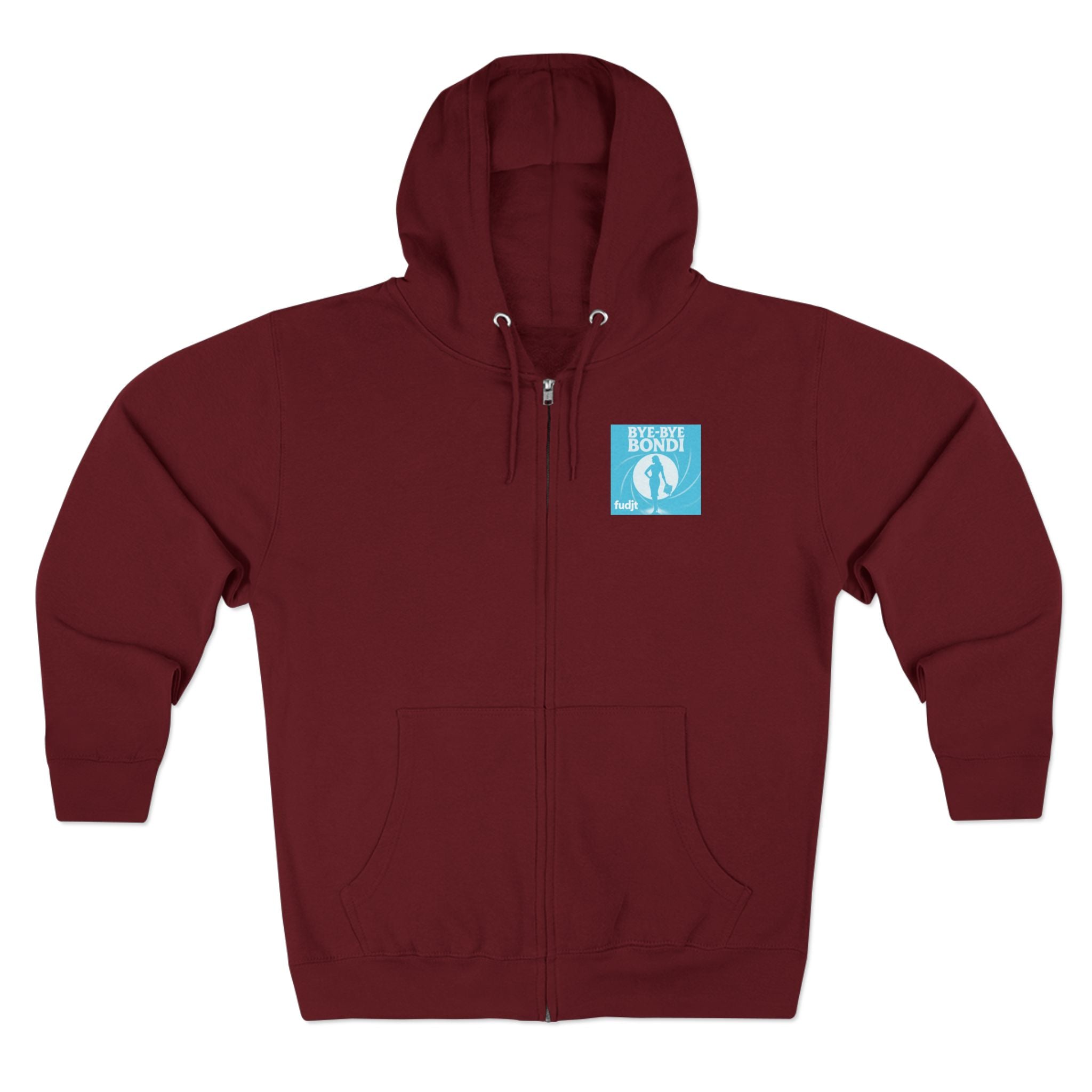 Bye-Bye Bondi | Blue Smoke Screen Retro fudjt Zip Hoodie | Front & Back Graphic | 8 Colors