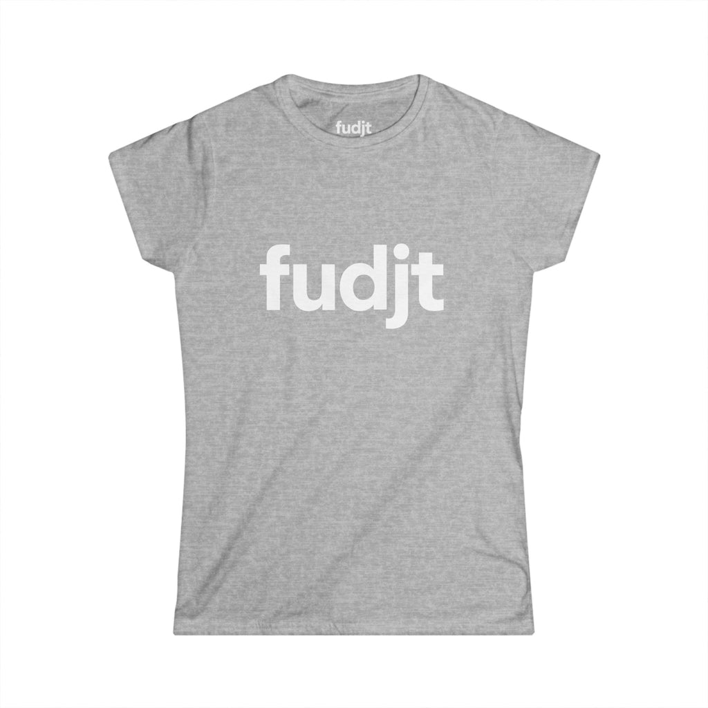 Women's White fudjt logo Comfy Stylie Tee | 12 Colors