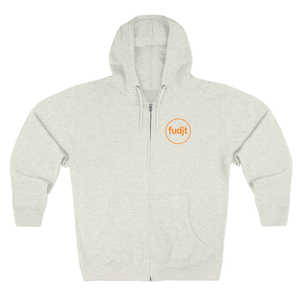 Orange fudjt Circle Zip Hoodie | Front & Back Graphic | 9 Colors