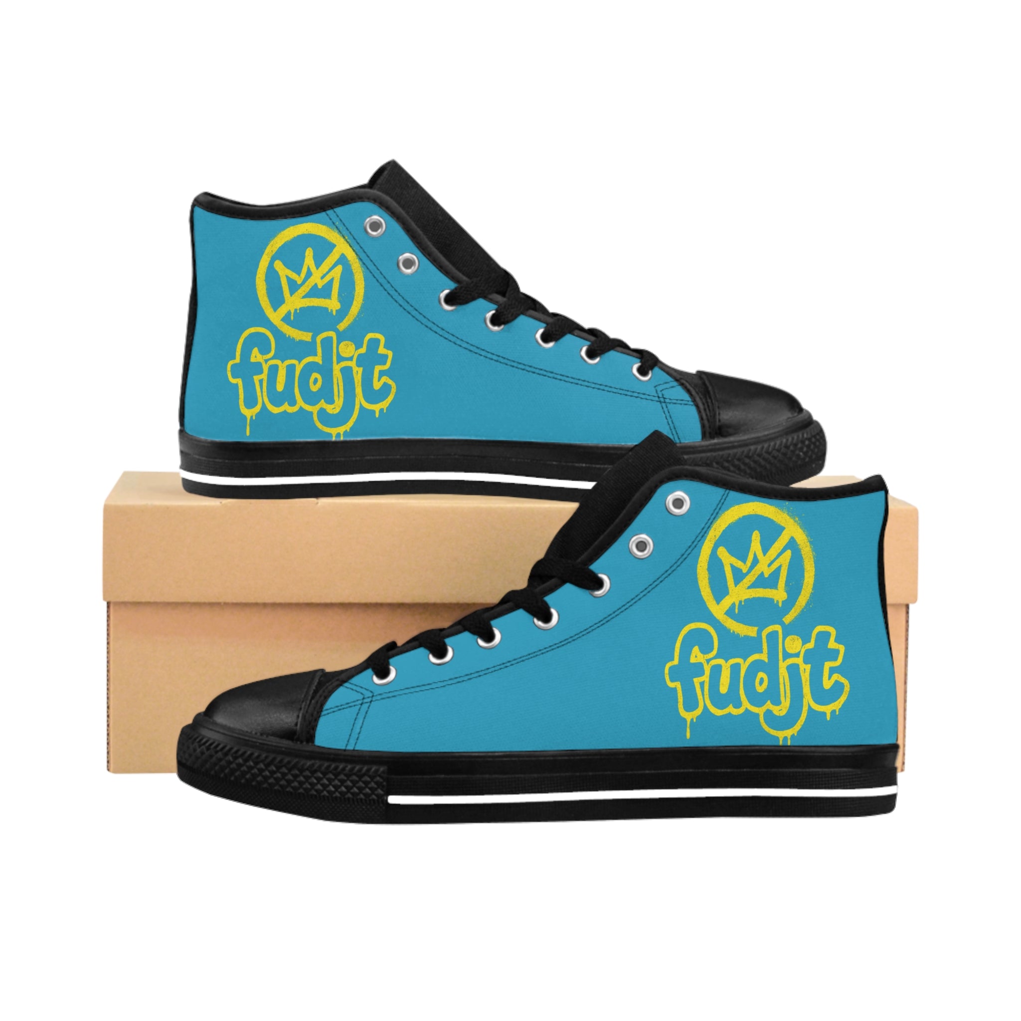 Turquoise Golden fudjt No Kings Street Style Sneakers | Women & Girls 3.75 High Top