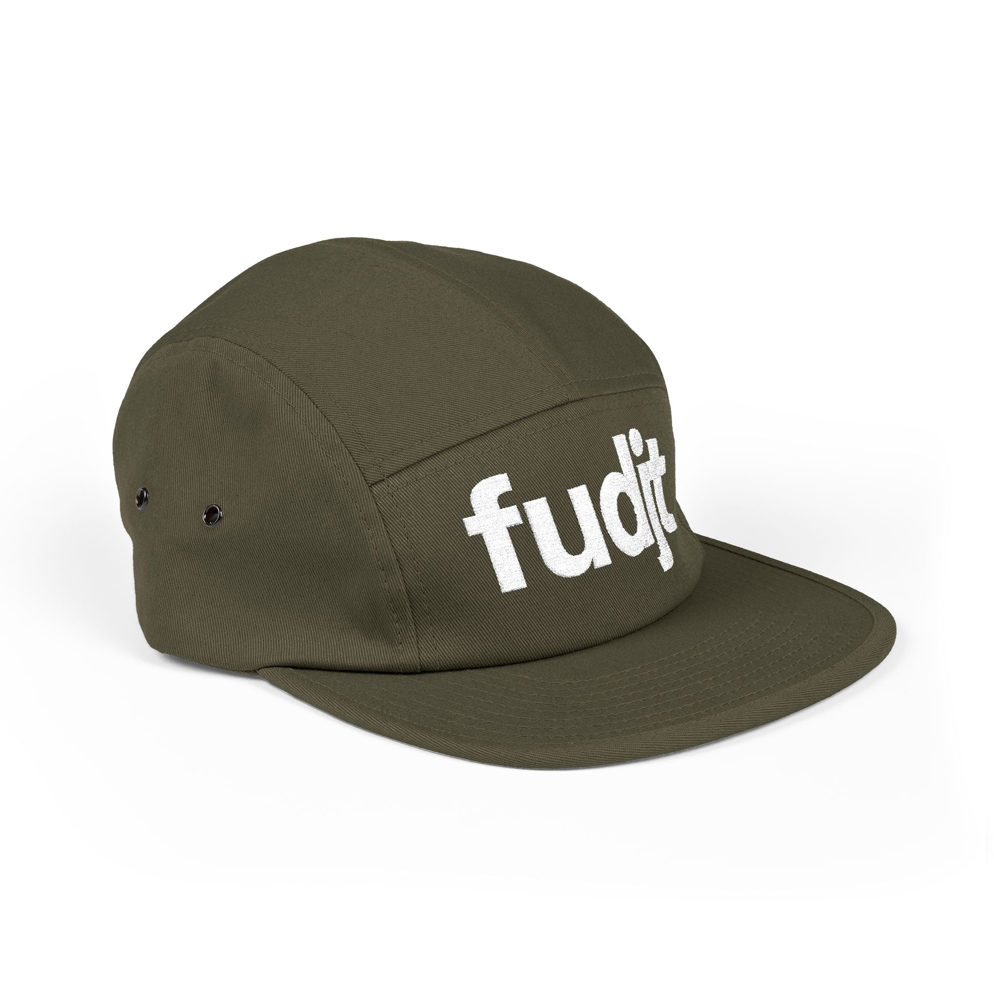 Embroidered 5 Panel Cap - White fudjt Logo - 7 Colors