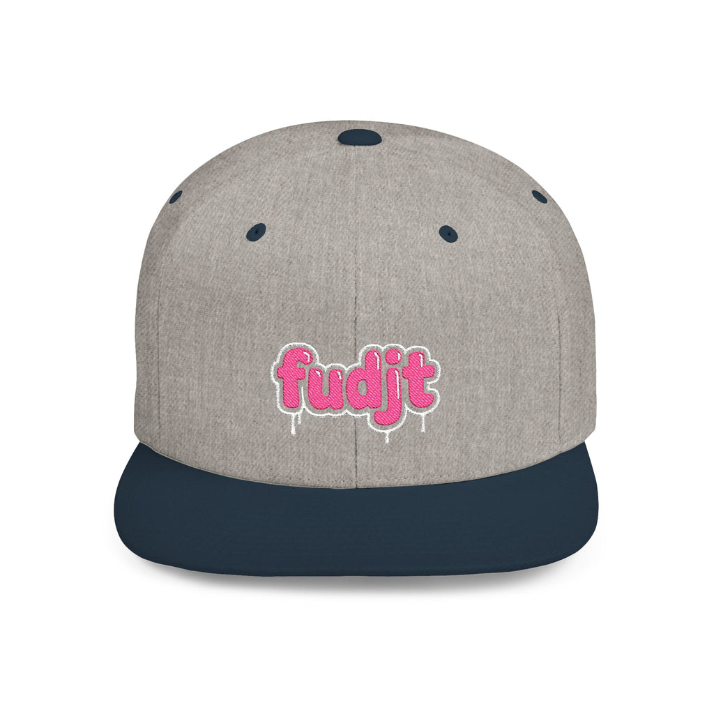 fudjt Flat Bill Snapback Hat | Pink Drip Embroidery |  13 Colors
