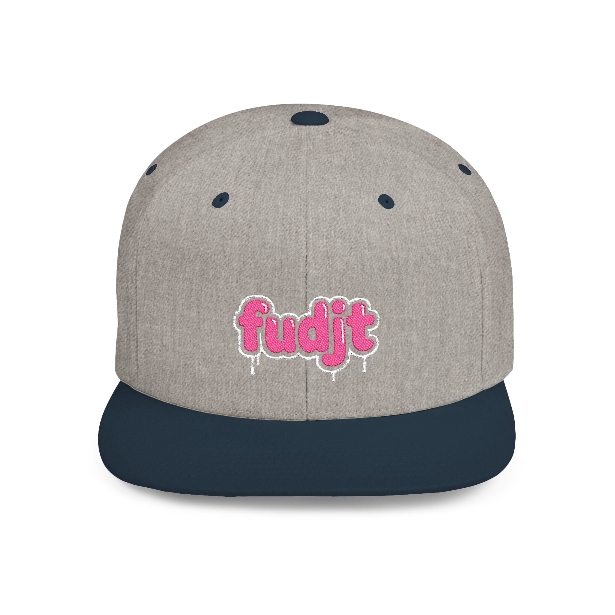 fudjt Flat Bill Snapback Hat | Pink Drip Embroidery |  13 Colors