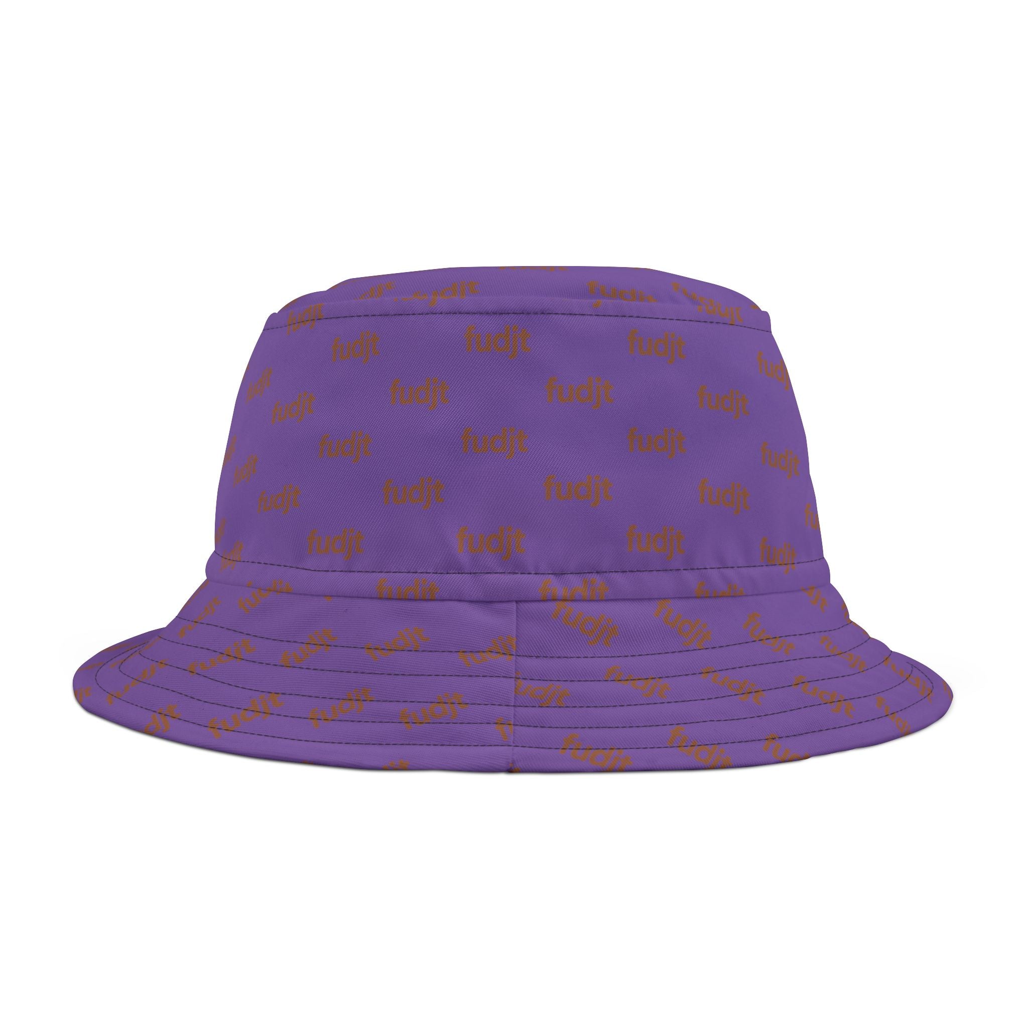 Trendy Brown fudjt All Over on Light Purple Bucket Hat