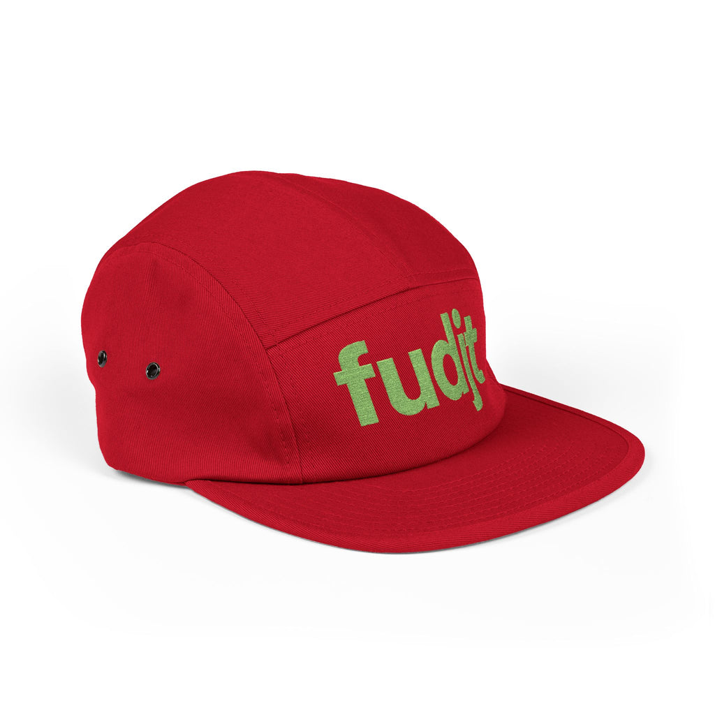 Embroidered 5 Panel Cap - Green fudjt Logo - 7 Colors