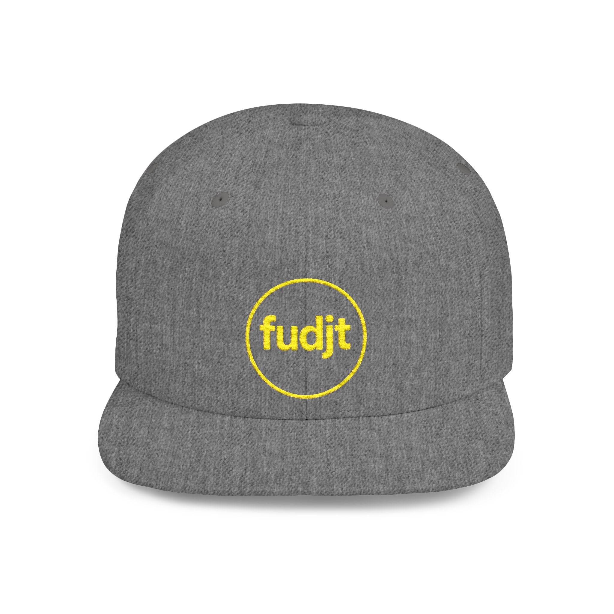 fudjt Circle Flat Bill Snapback Hat | Golden Yellow Embroidery |  14 Colors