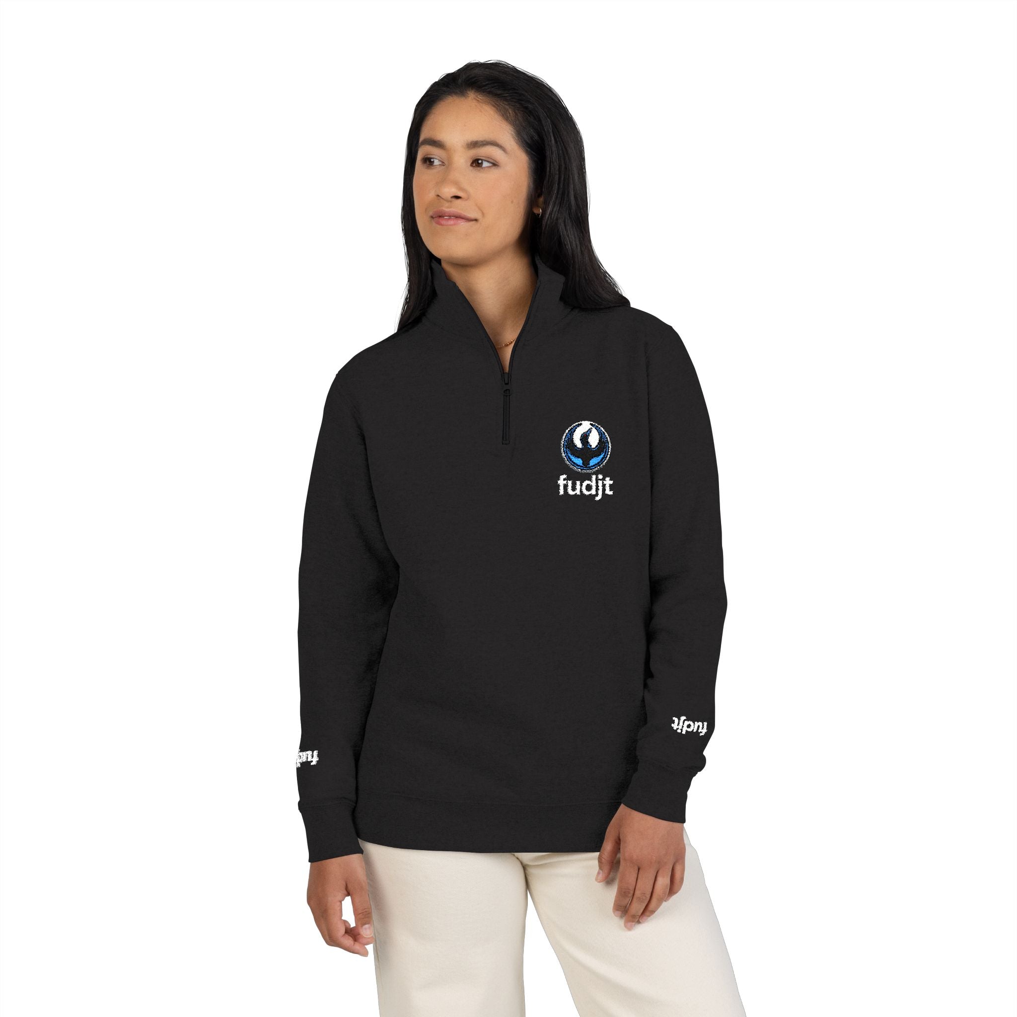 MN Rebel Loon Embroidered Quarter-Zip Fleece Pullover | Black fudjt