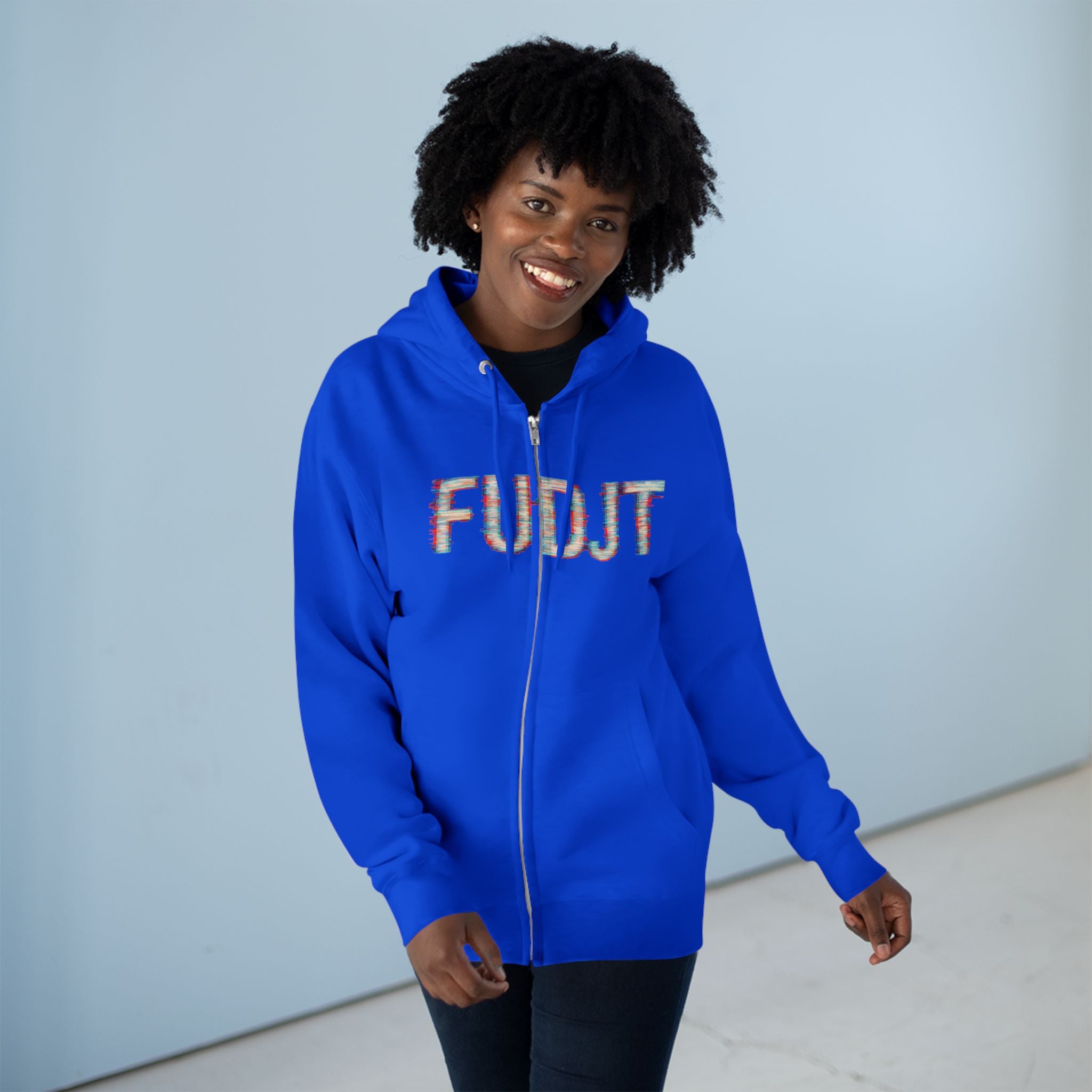 FUDJT Glitch Zip Hoodie | Bold Front | 7 Colors