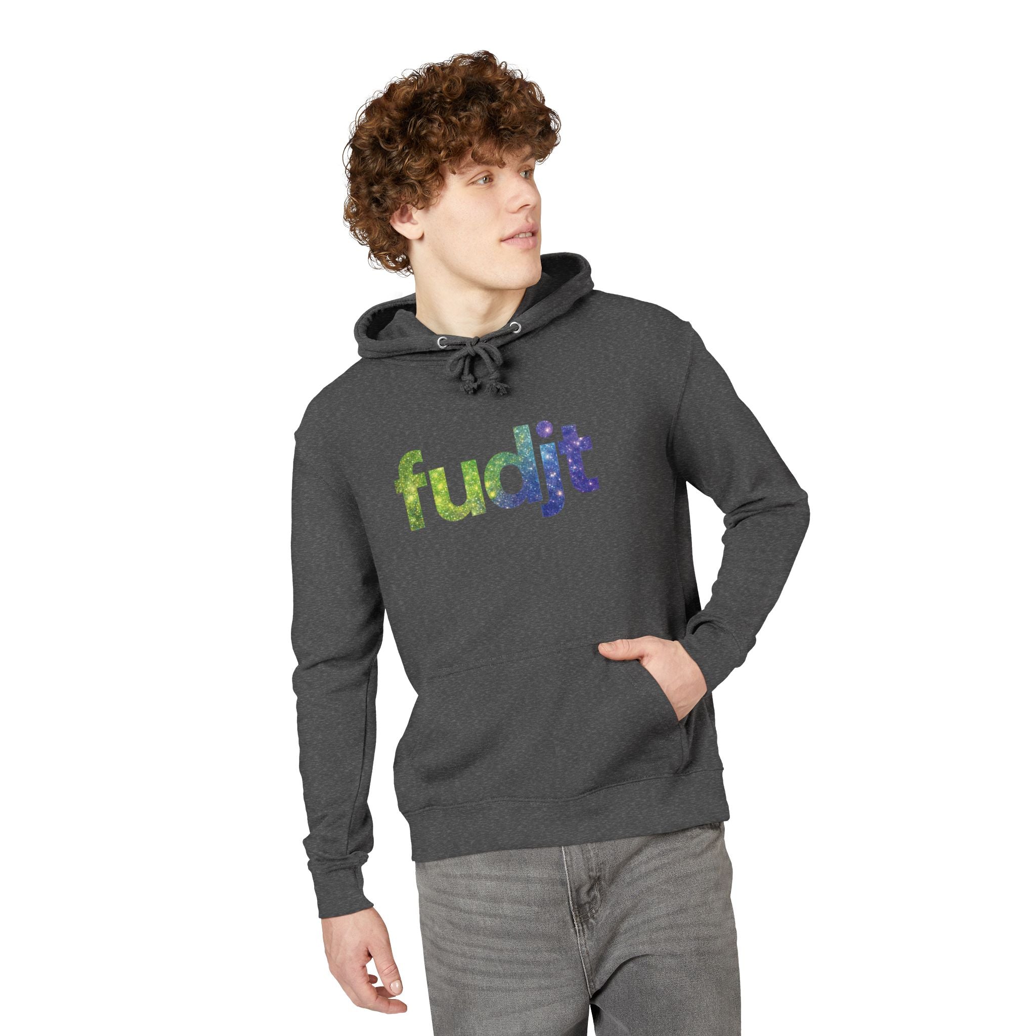 fudjt Galaxy French Terry Hoodie | Colorful Space Text | 6 Colors