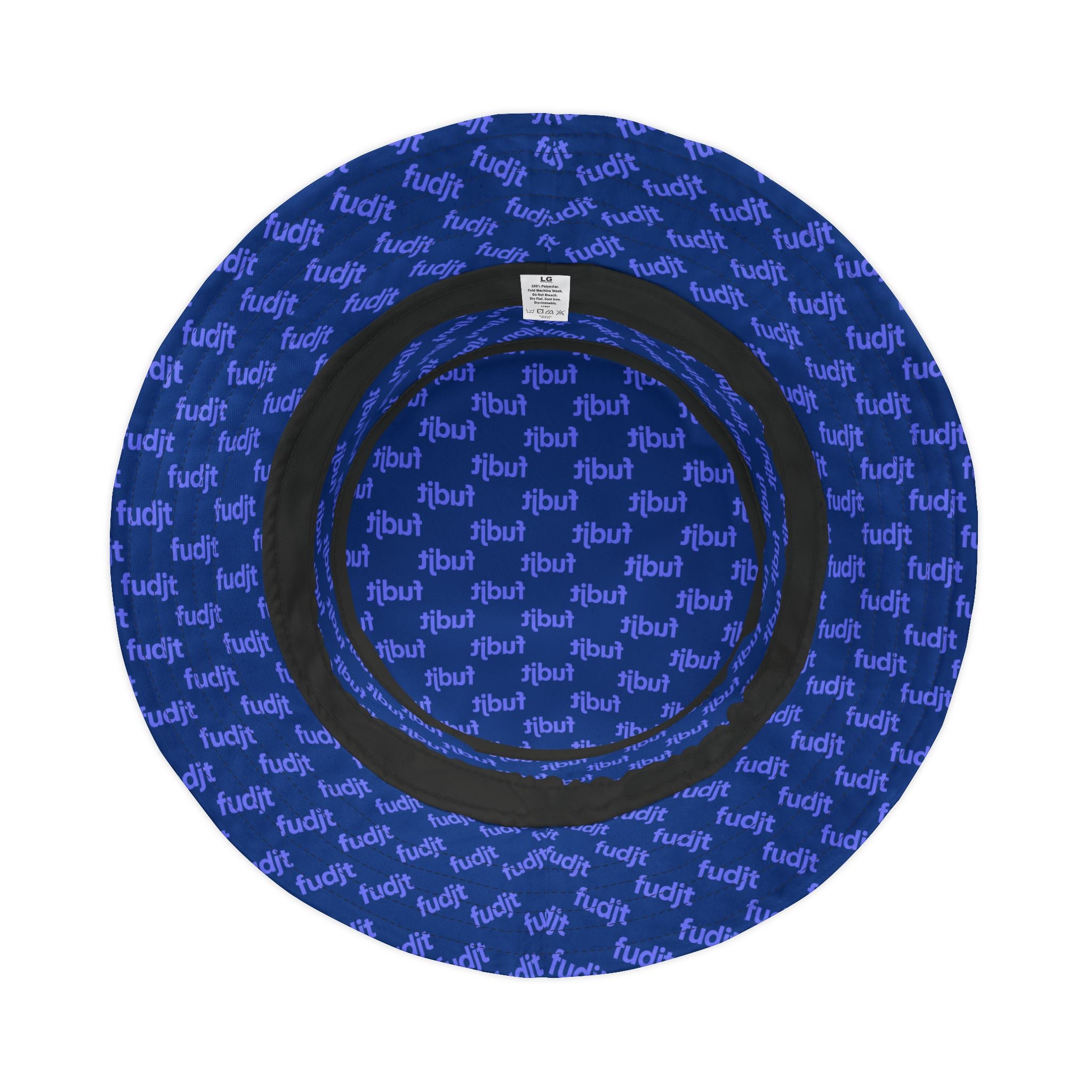 Trendy Light Blue fudjt All Over on Dark Blue Bucket Hat