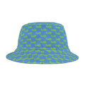 Trendy Lime Green fudjt All Over on Light Blue Bucket Hat